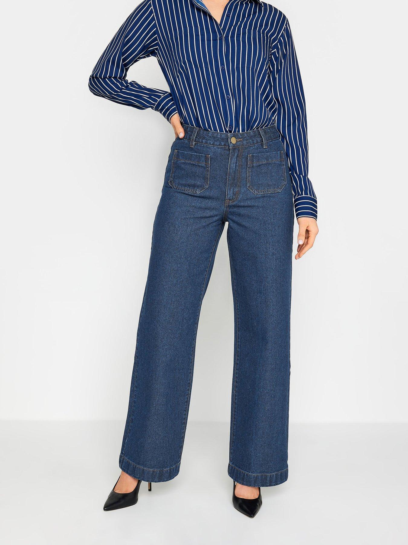 Long Tall Sally Wide Leg Patch Pocket Detail - Blue