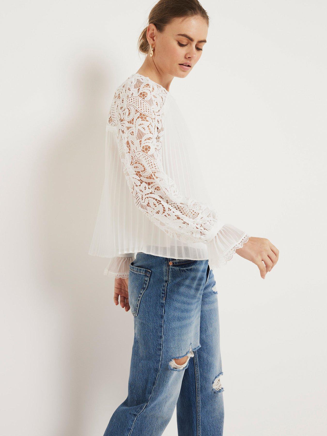 river-island-pleated-lace-blouse-whiteoutfit