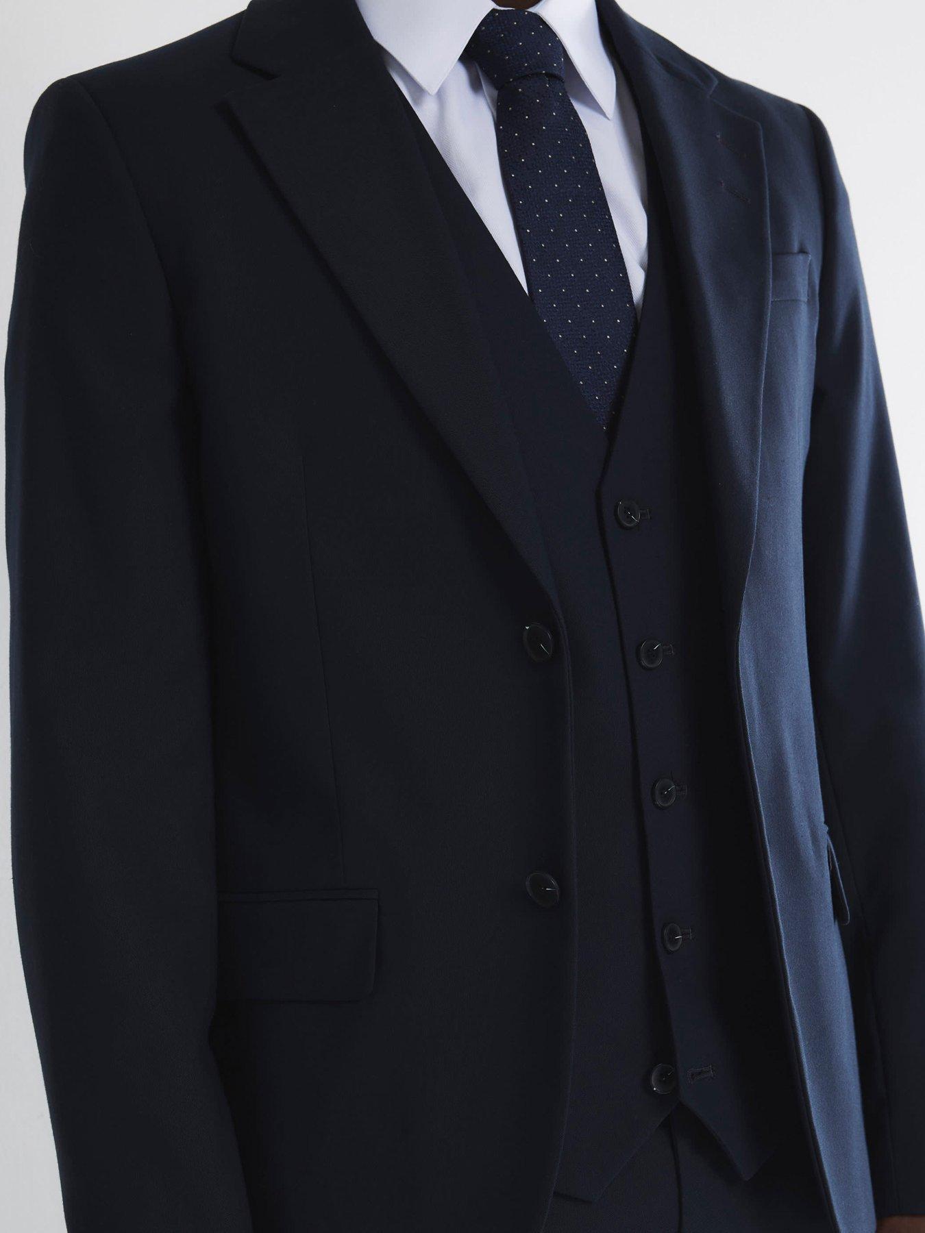 Image 4 of 6 of River Island River Island Plain Single Breasted Suit Waistcoat - Navy