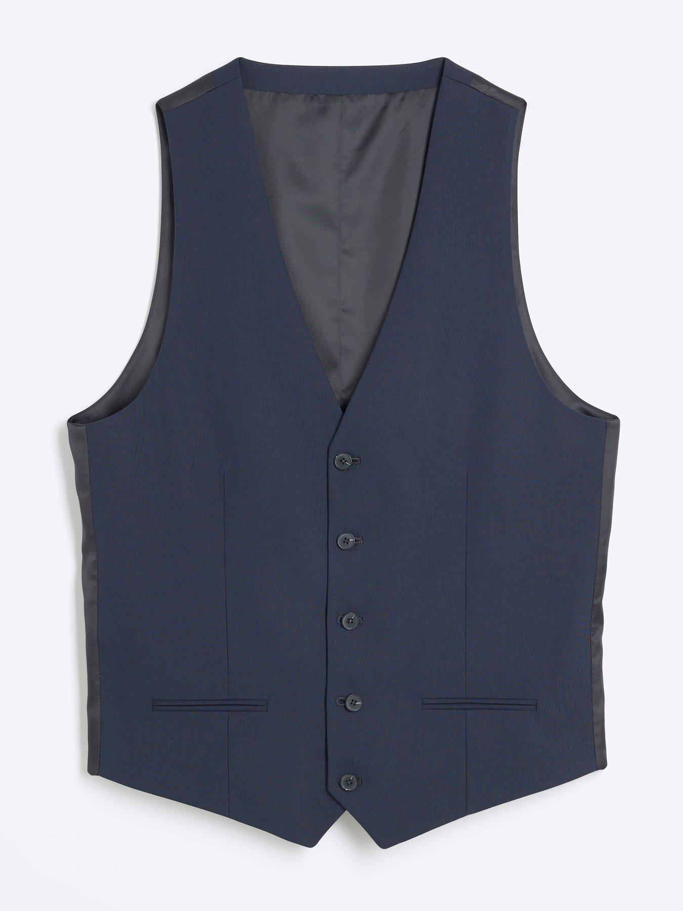 Image 6 of 6 of River Island River Island Plain Single Breasted Suit Waistcoat - Navy