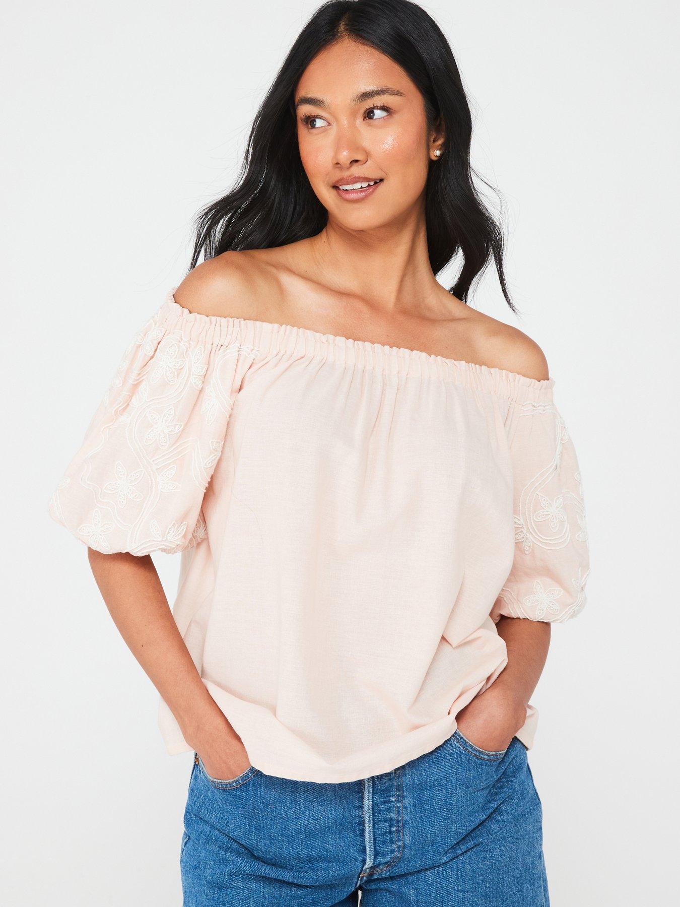 v-by-very-embroidery-bardot-top-pink