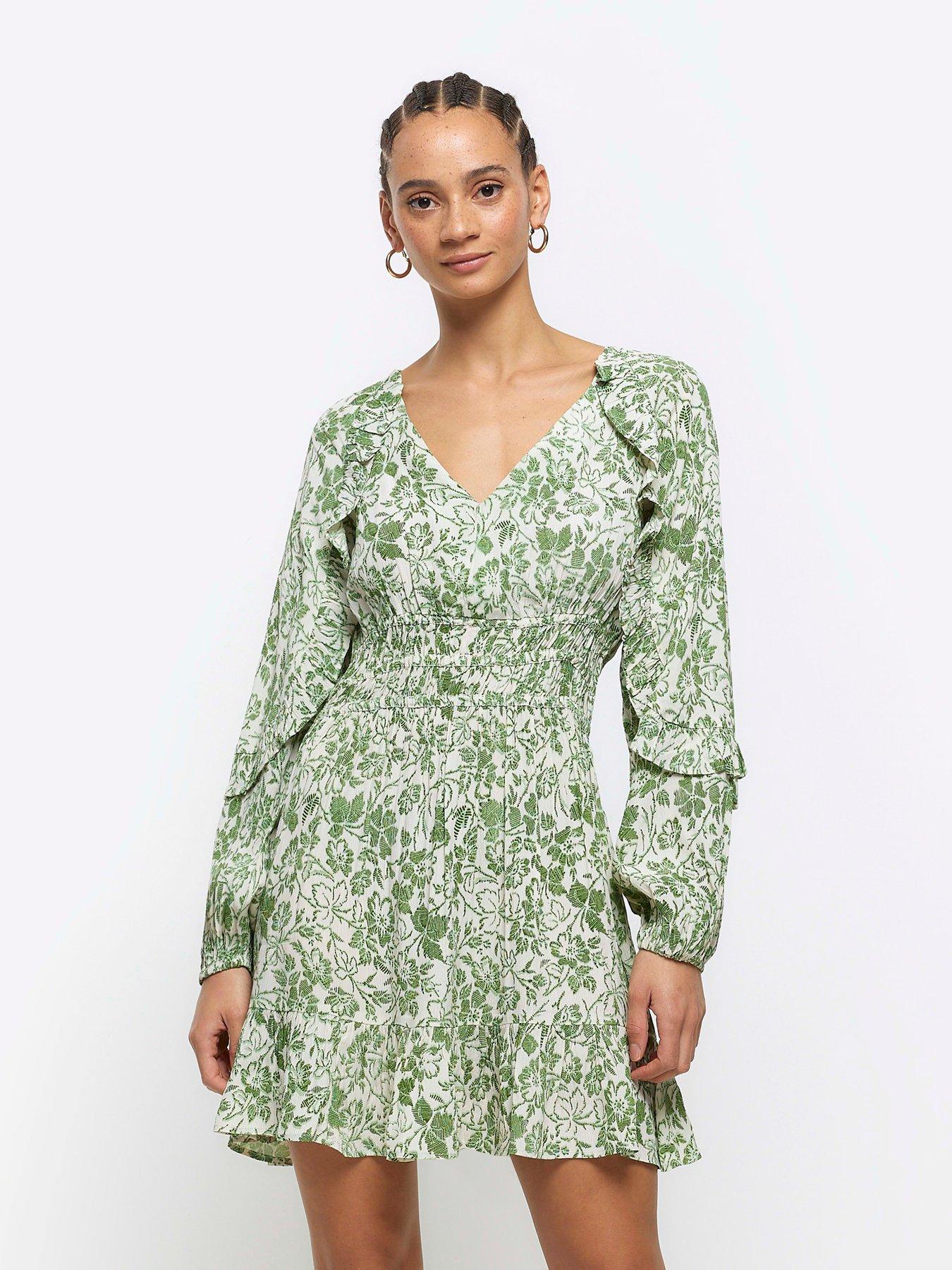 river-island-frill-mini-tea-dress-green