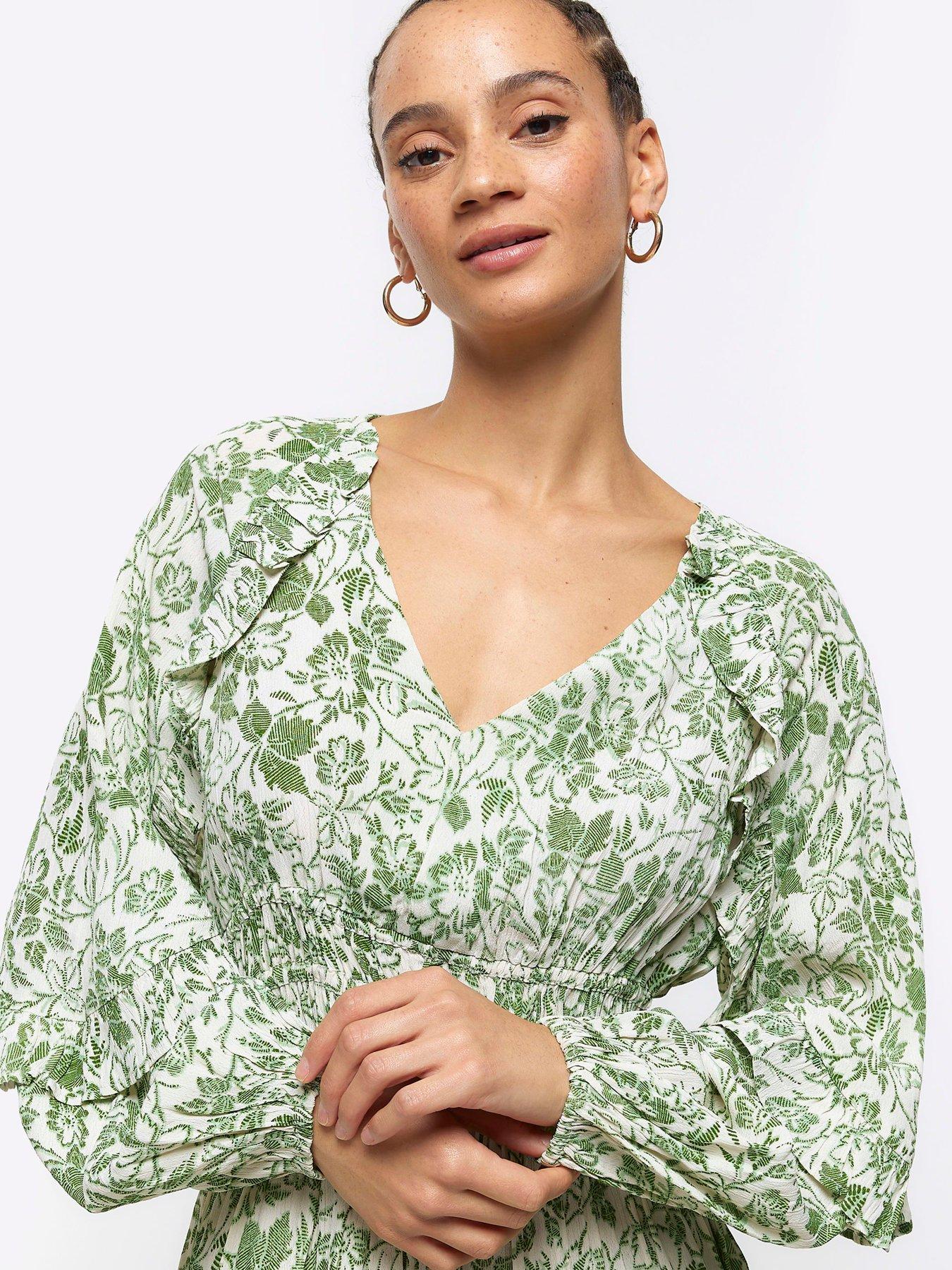 river-island-frill-mini-tea-dress-greenoutfit