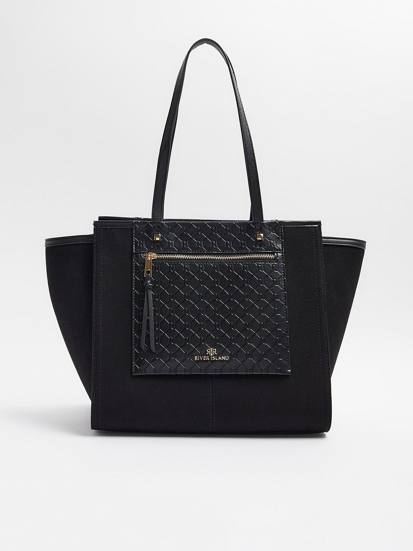 river island canvas shopper bag black