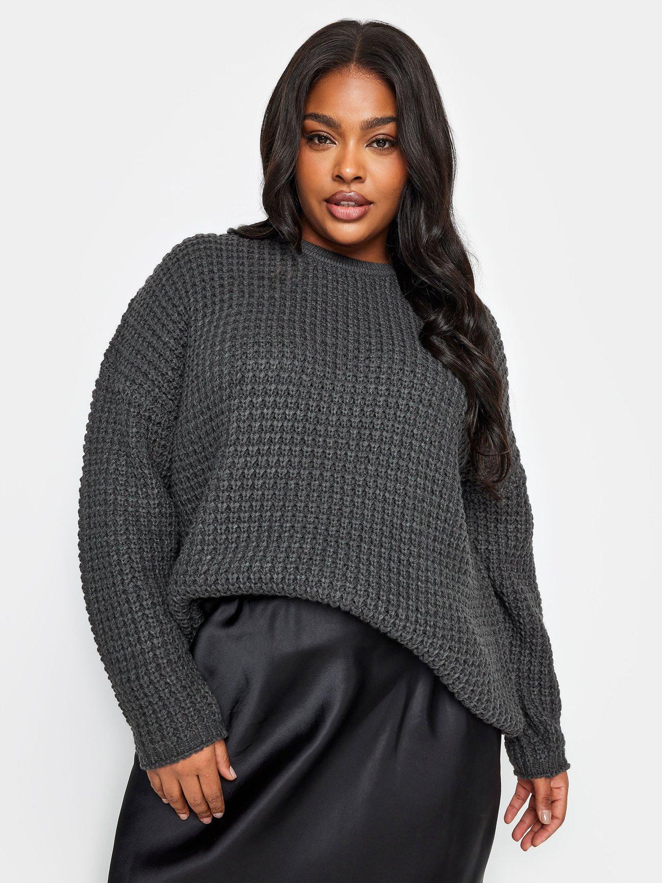 Image 1 of 4 of Yours Yours Waffle Knit Jumper Slate Grey