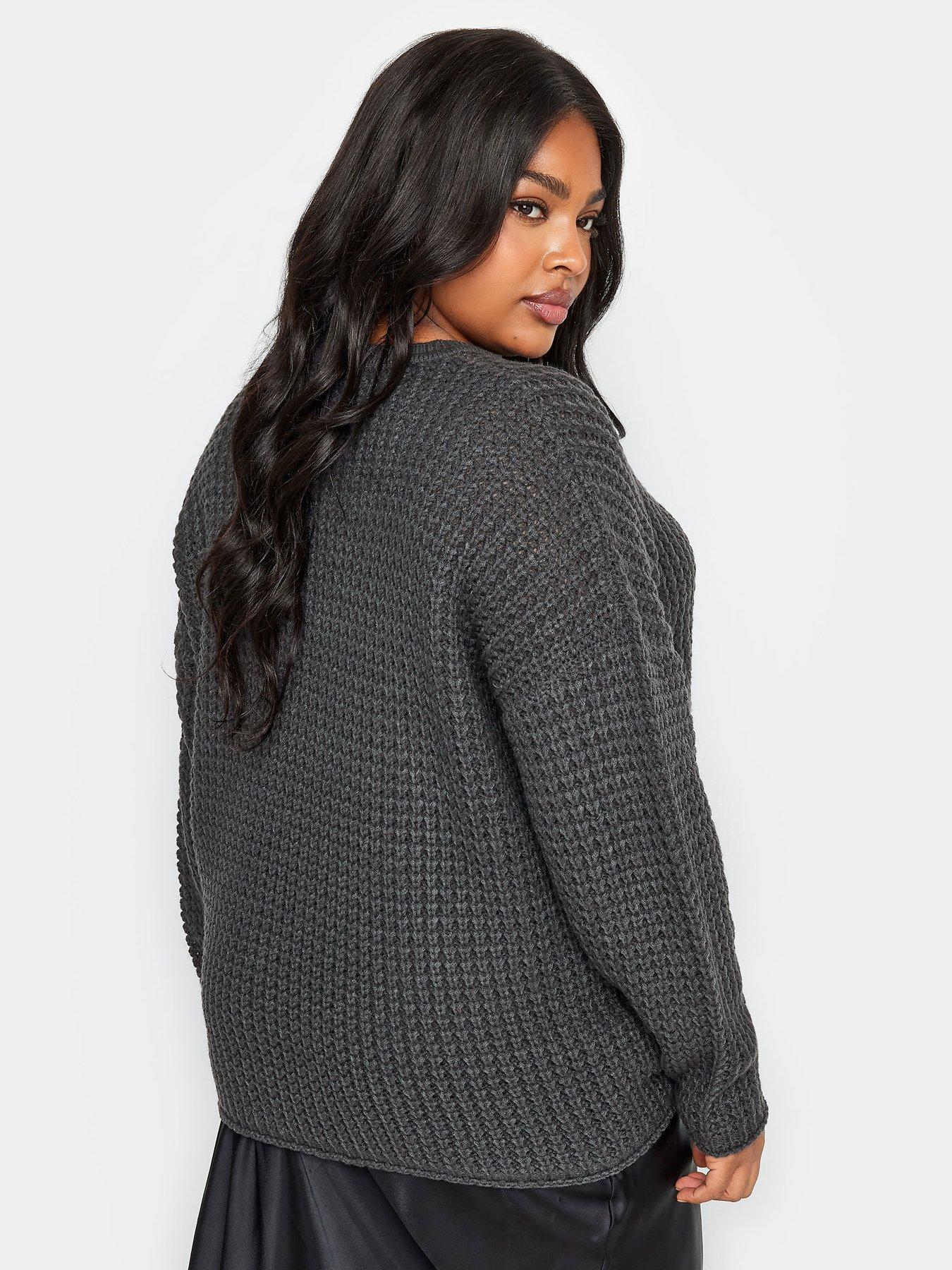 Image 2 of 4 of Yours Yours Waffle Knit Jumper Slate Grey