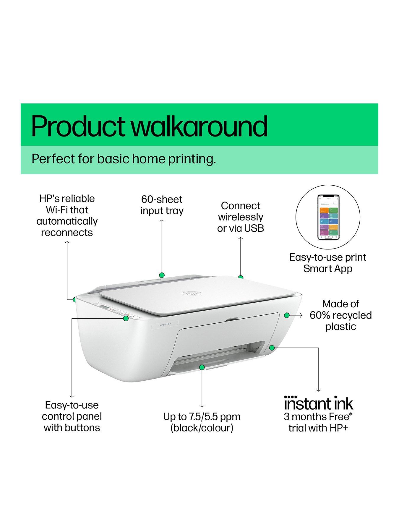 Image 3 of 8 of HP DeskJet 2820e All-in&ndash;One Wireless Colour Printer with 3 months of Instant Ink Included with HP+ - Cement