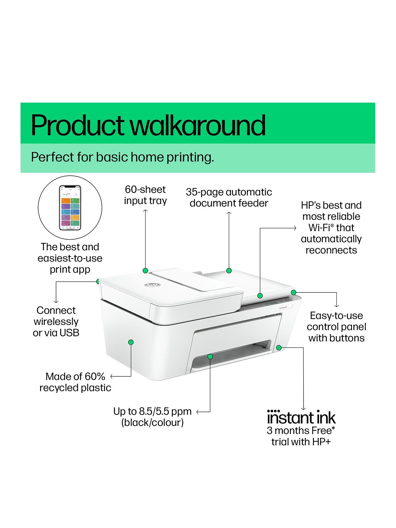 Image 3 of 8 of HP DeskJet 4220e All-in&ndash;One Wireless Colour Printer with 3 months of Instant Ink Included with HP+ - Cement