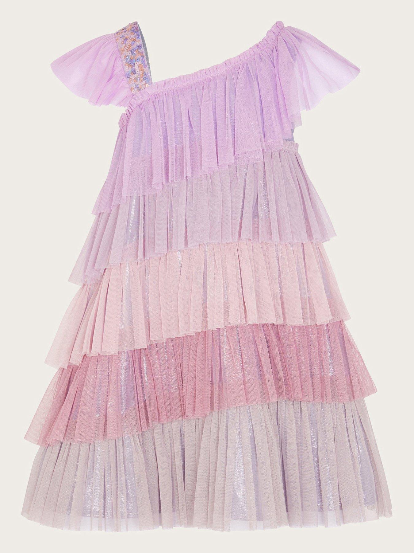 Monsoon Girls One Shoulder Colourblock Dress Lilac Very Ireland