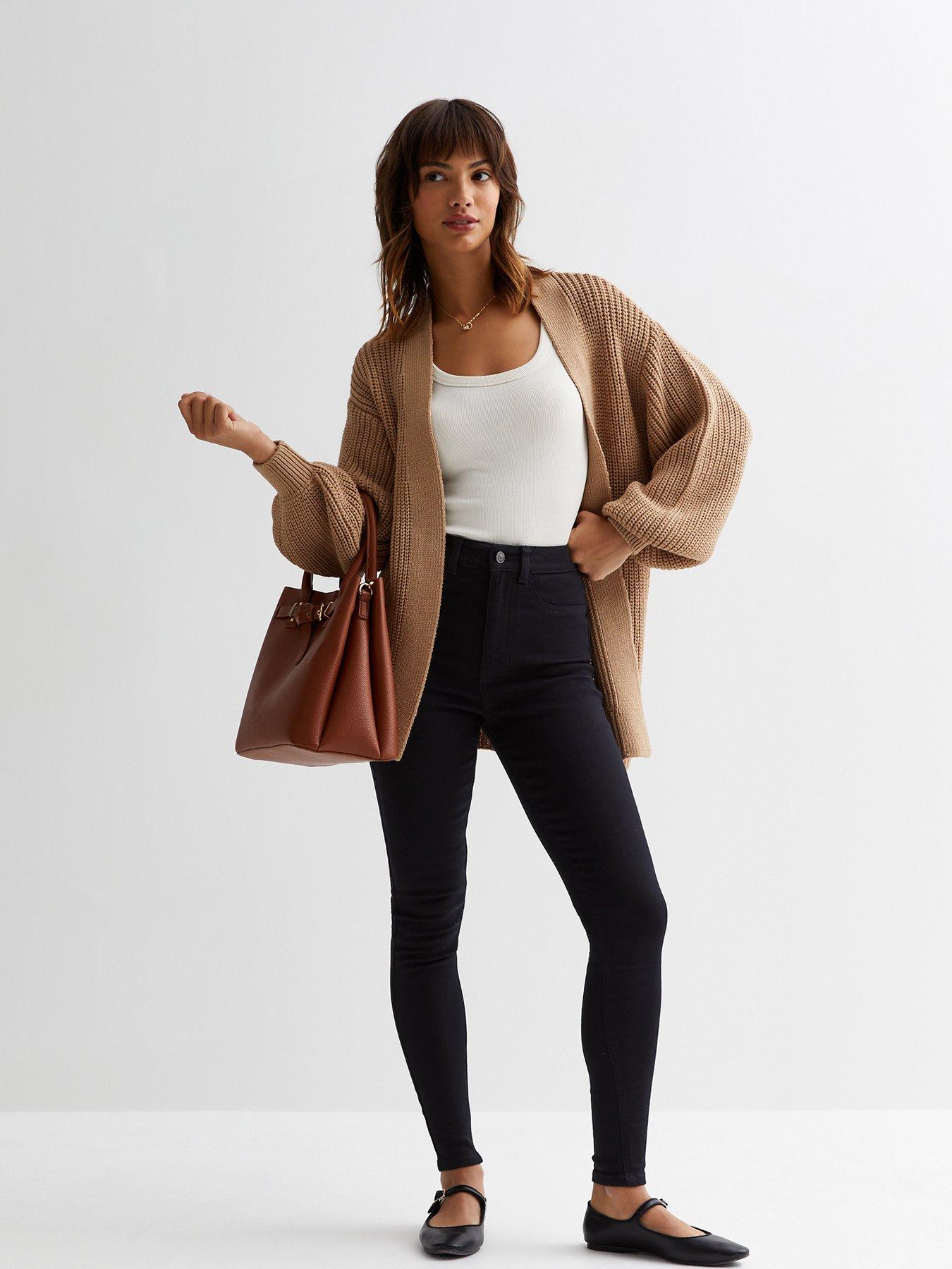 Image 3 of 5 of New Look Stay High Waist Hallie Super Skinny Jeans - Black