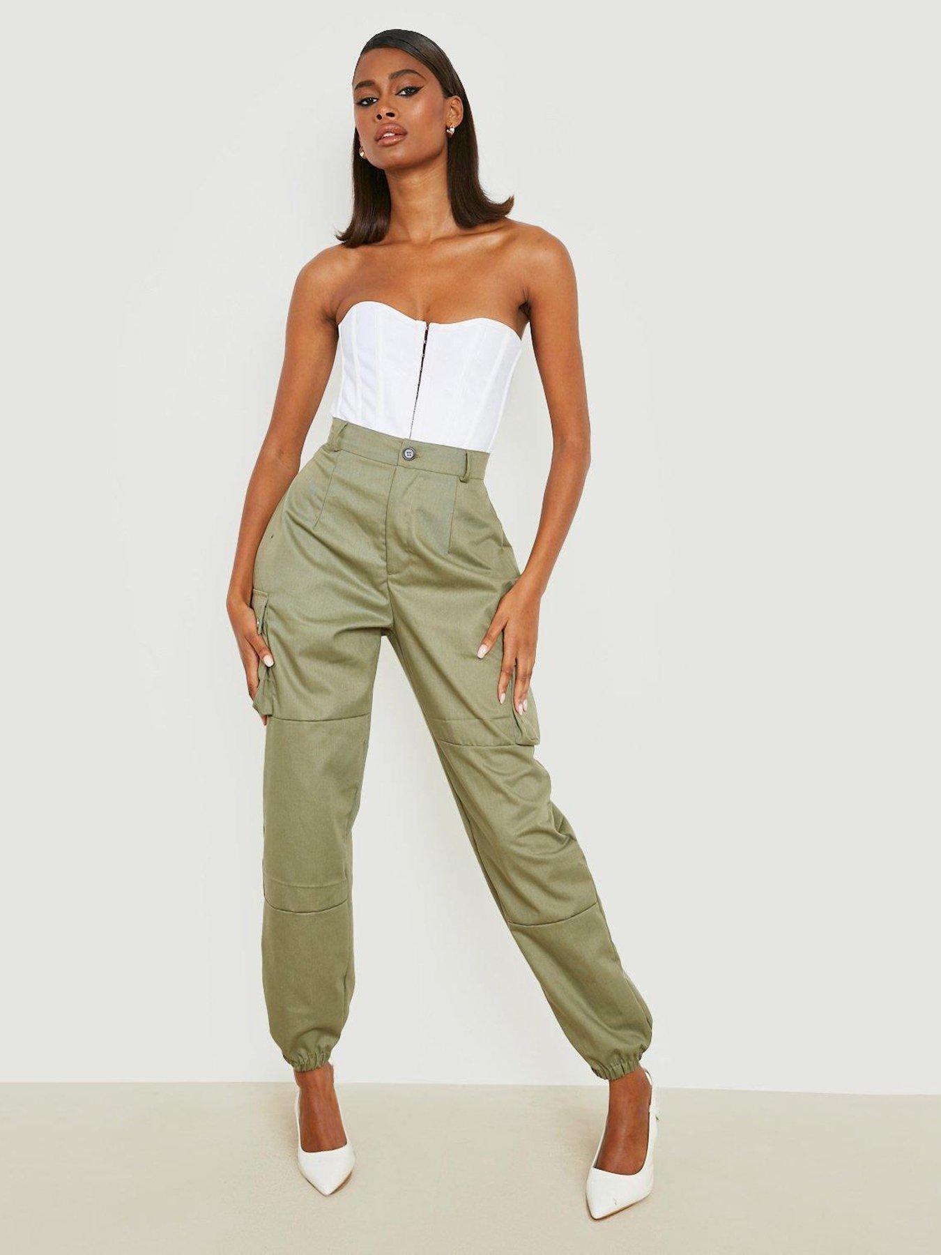 boohoo-high-waisted-cargo-trousers-khaki