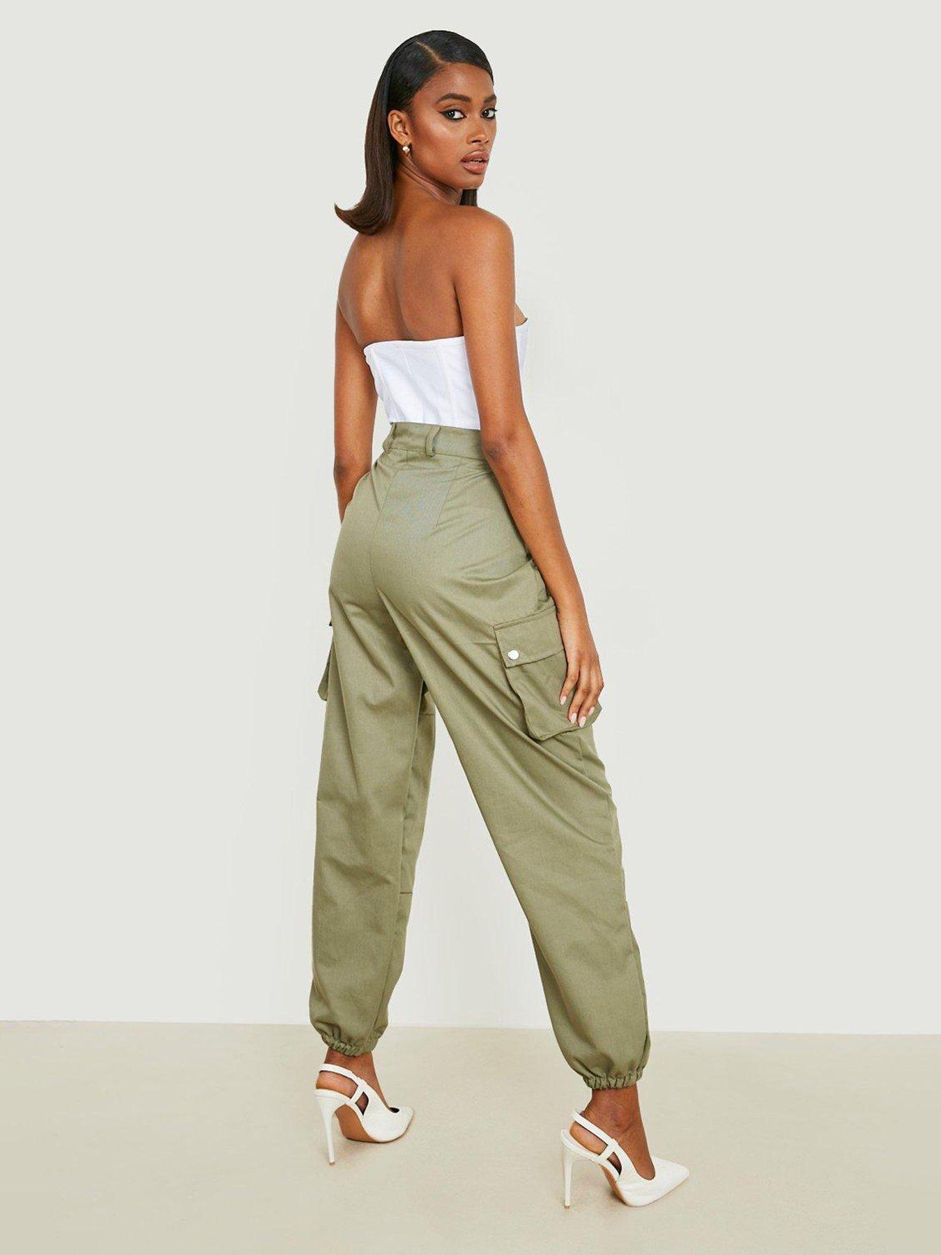 boohoo-high-waisted-cargo-trousers-khakistillFront