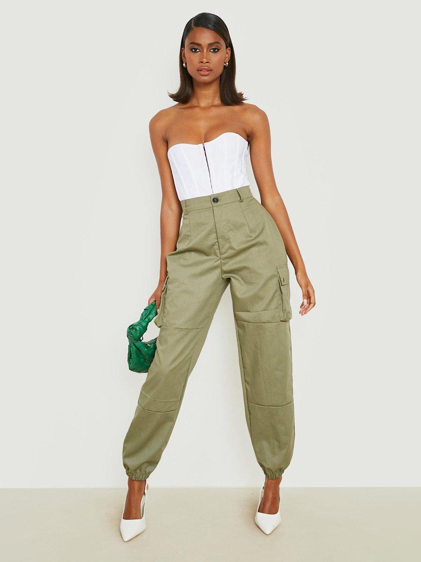 boohoo-high-waisted-cargo-trousers-khakiback