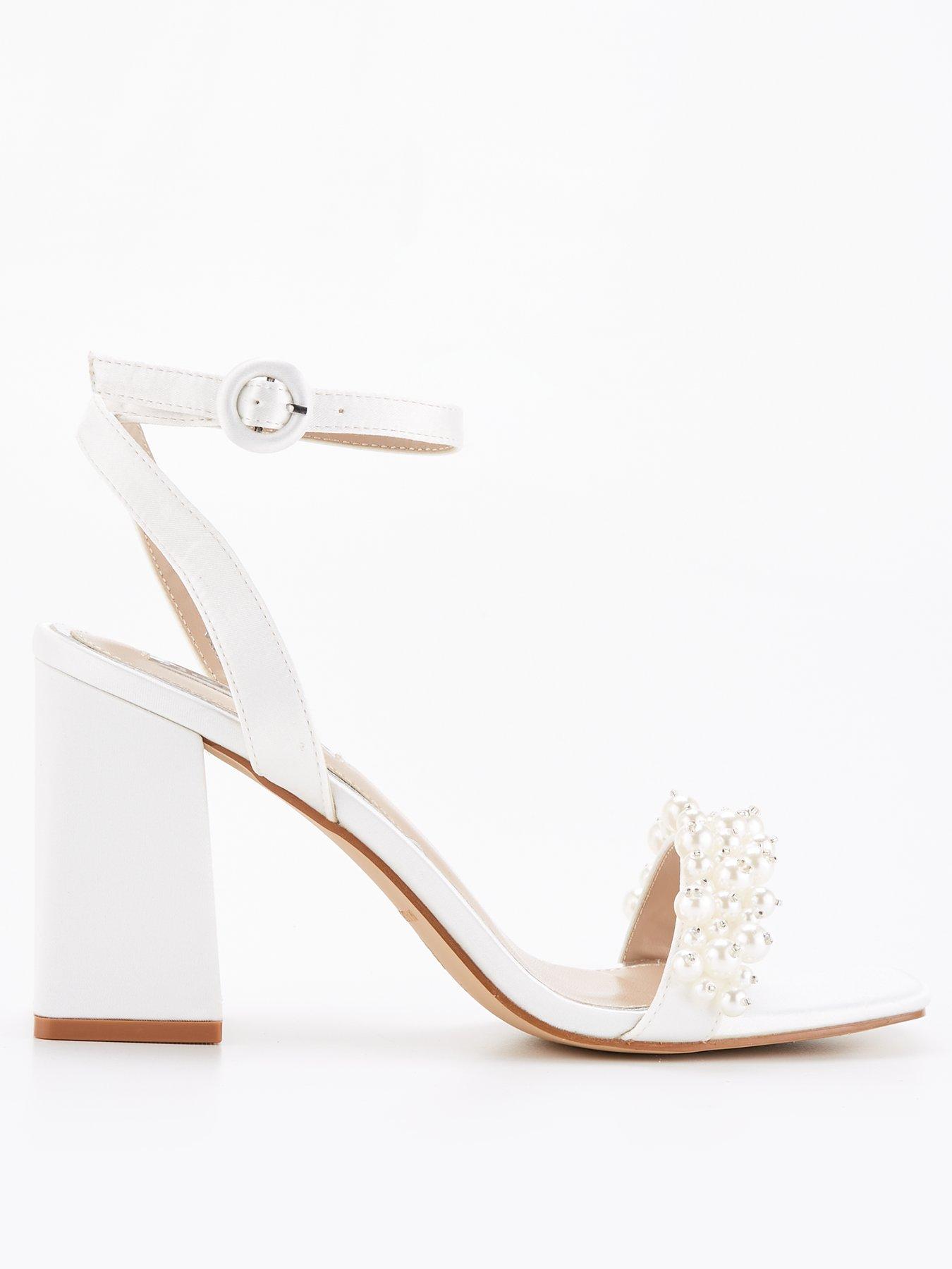 Raid Raid Bridal Be Mine Jayna Pearl Embellished Block Heels Shoes