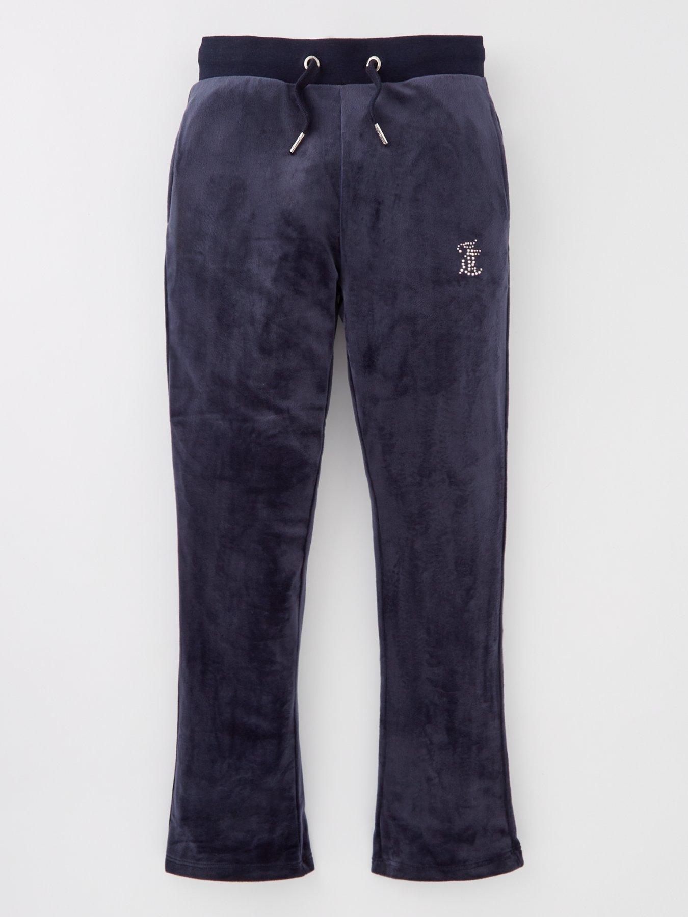 Juicy Couture Girls Diamante Velour Bootcut Jogger - Night Sky