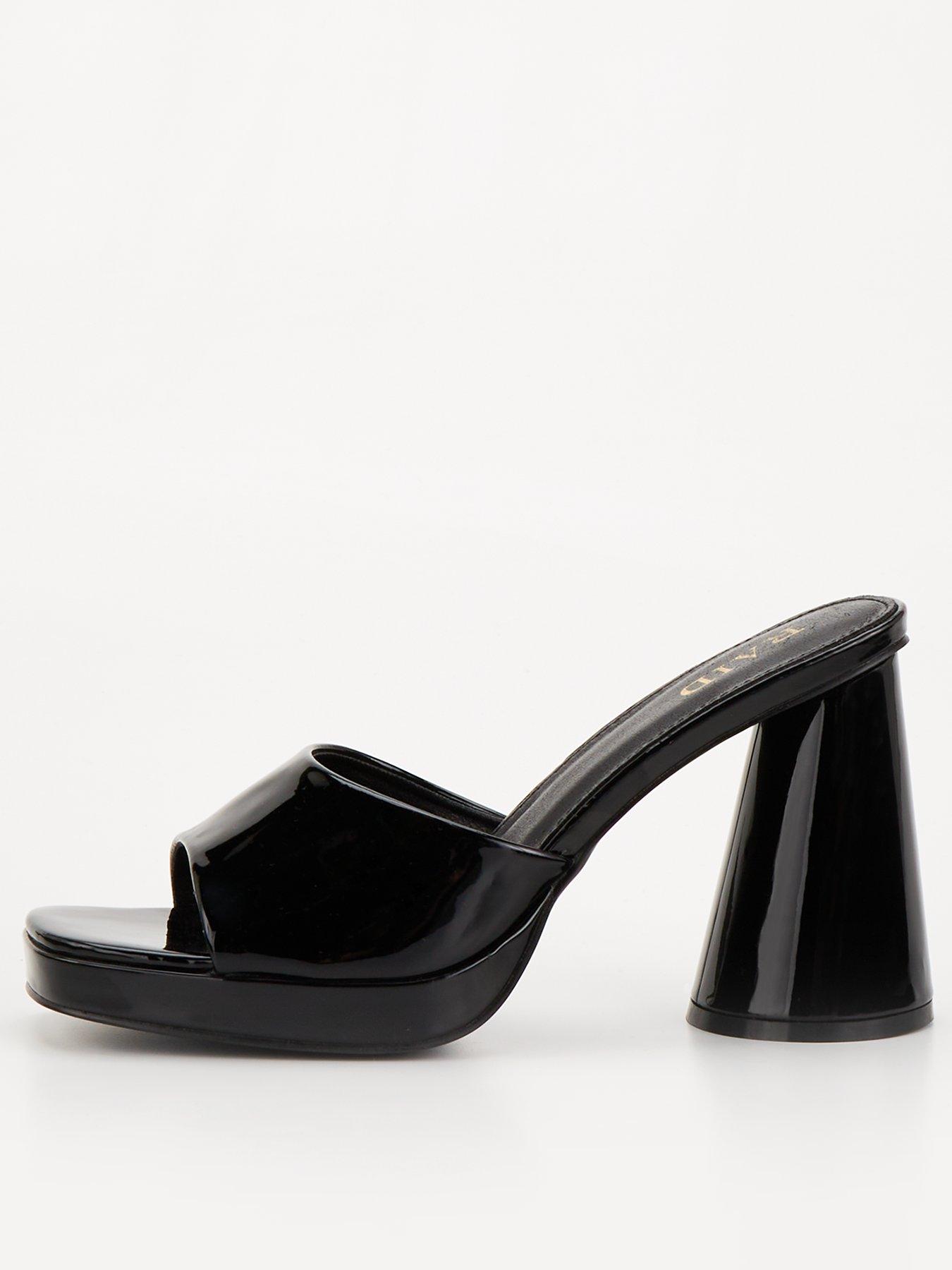 V by Very Block Heel Platform Sandal - Black