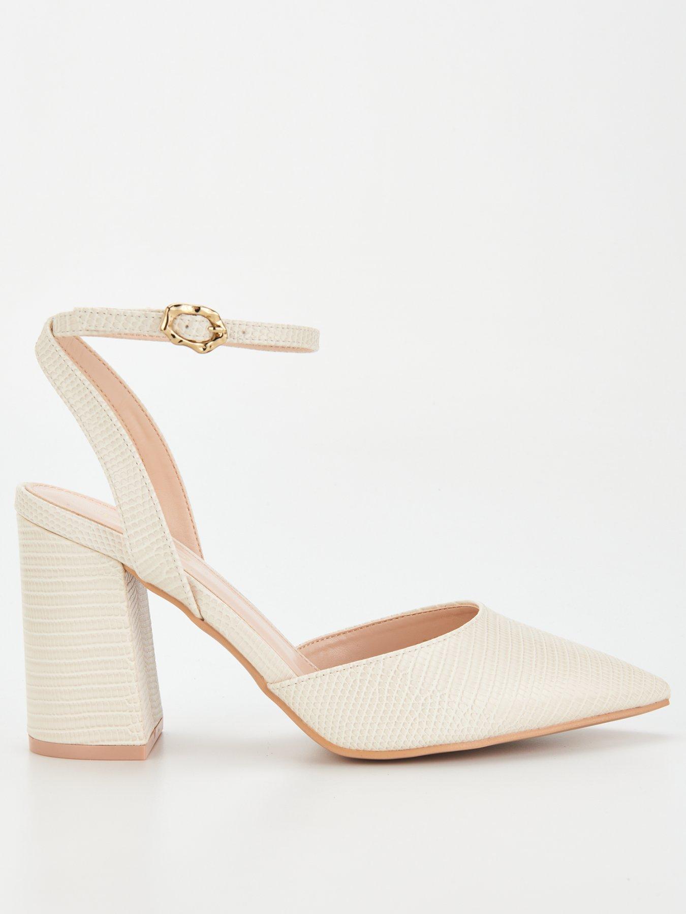 Wide Fit Cream Elastic Strap Block Heel Sandals | New Look