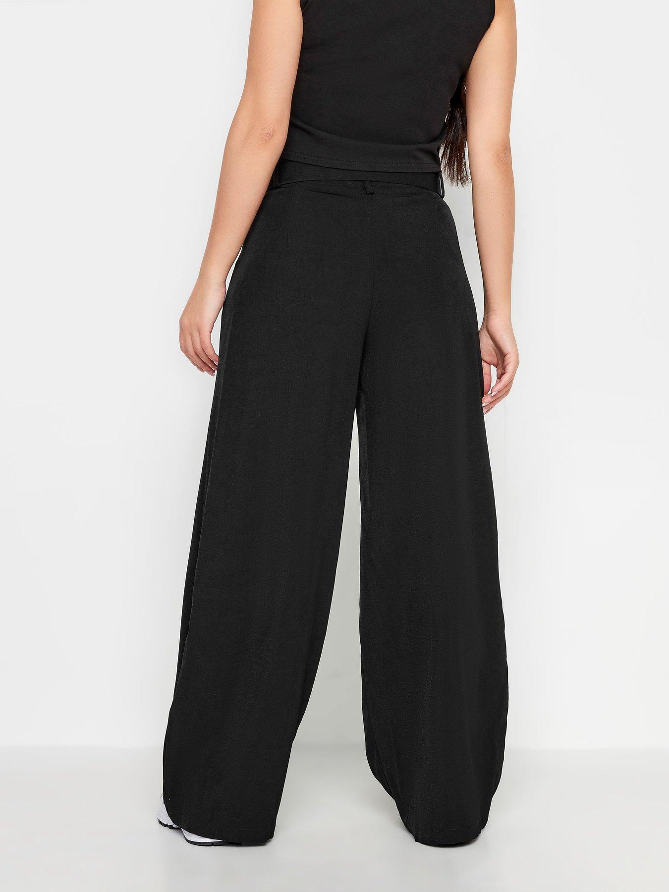 Image 2 of 4 of PixieGirl Petite Belted Wide Leg Trousers - Black