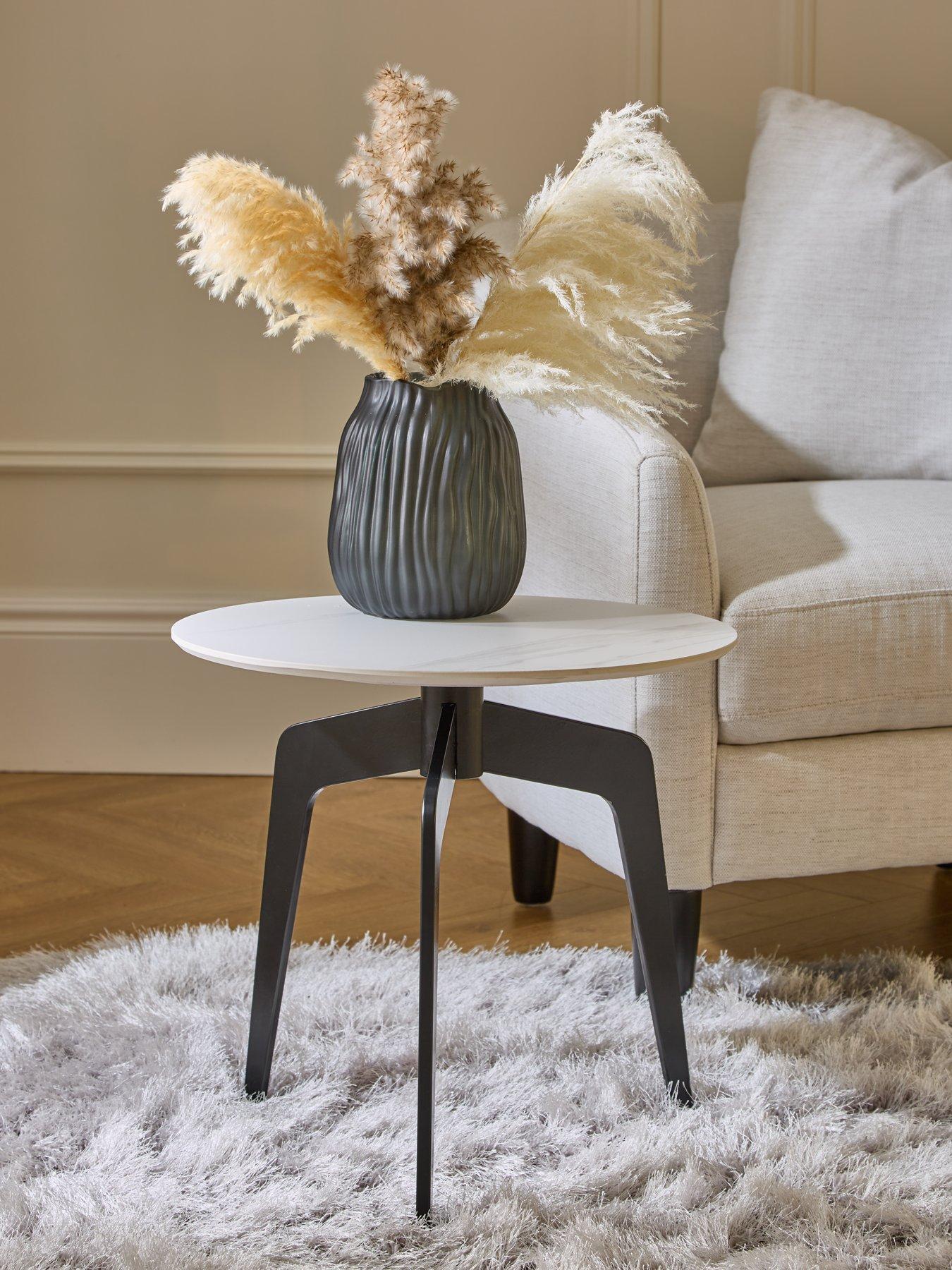 Image of Very Home Stiletto Ceramic Top Side Table - White