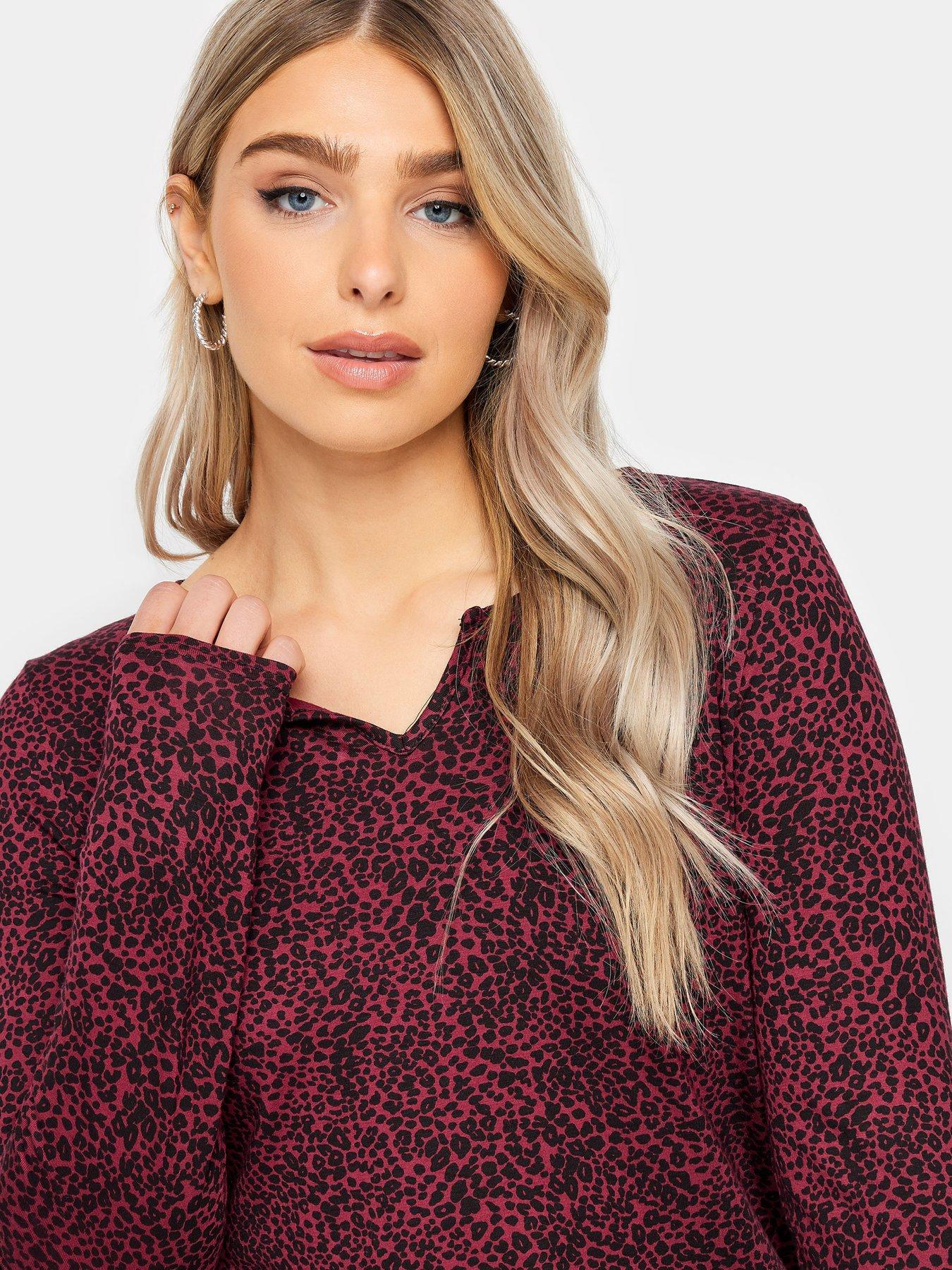 mco-purple-animal-notch-neck-long-sleeve-topoutfit