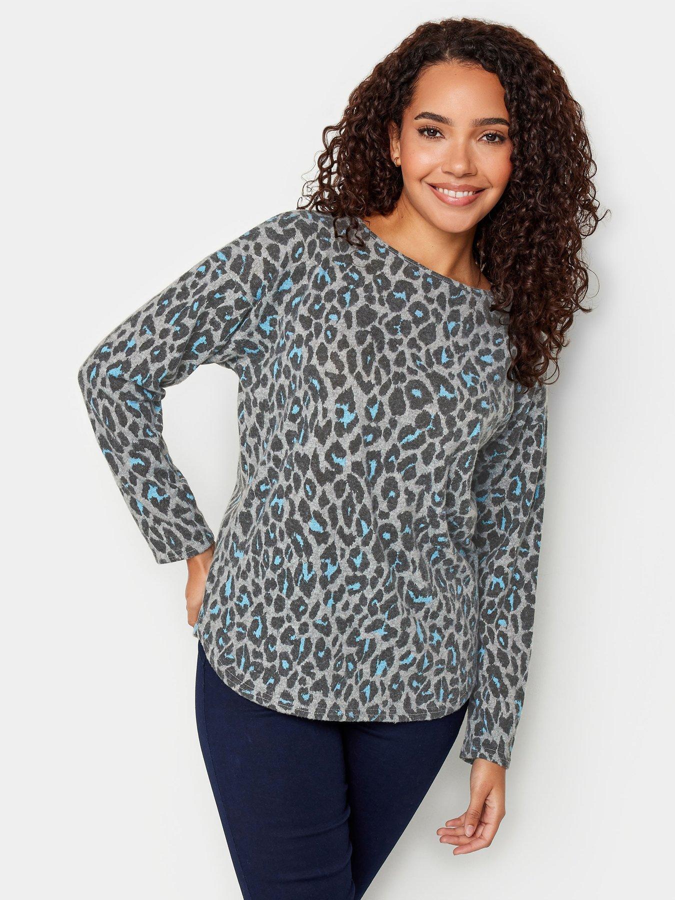 M Co Natural And Blue Large Scale Leopard Print Jumper Very Ireland