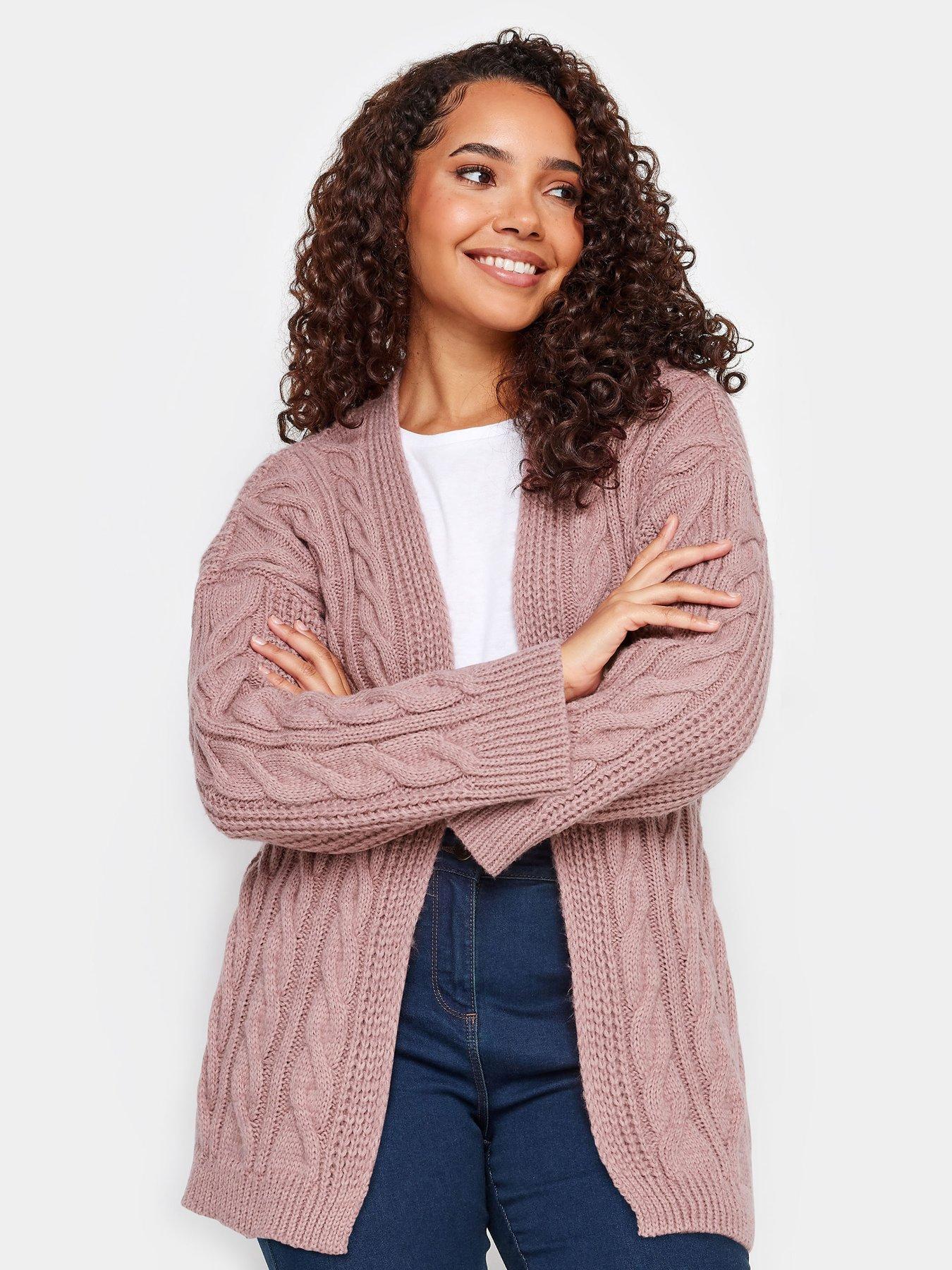 Petite Pink Chunky Cable Cardigan