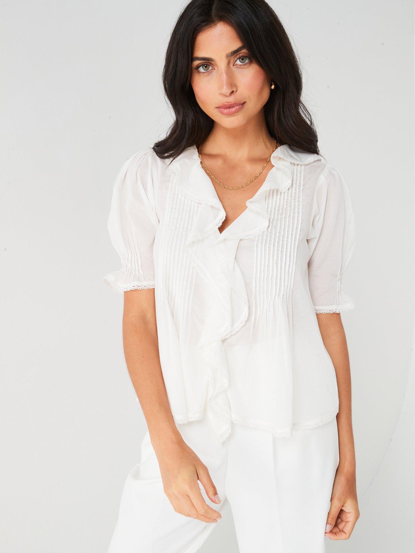 v-by-very-short-sleeve-pintuck-blouse-white