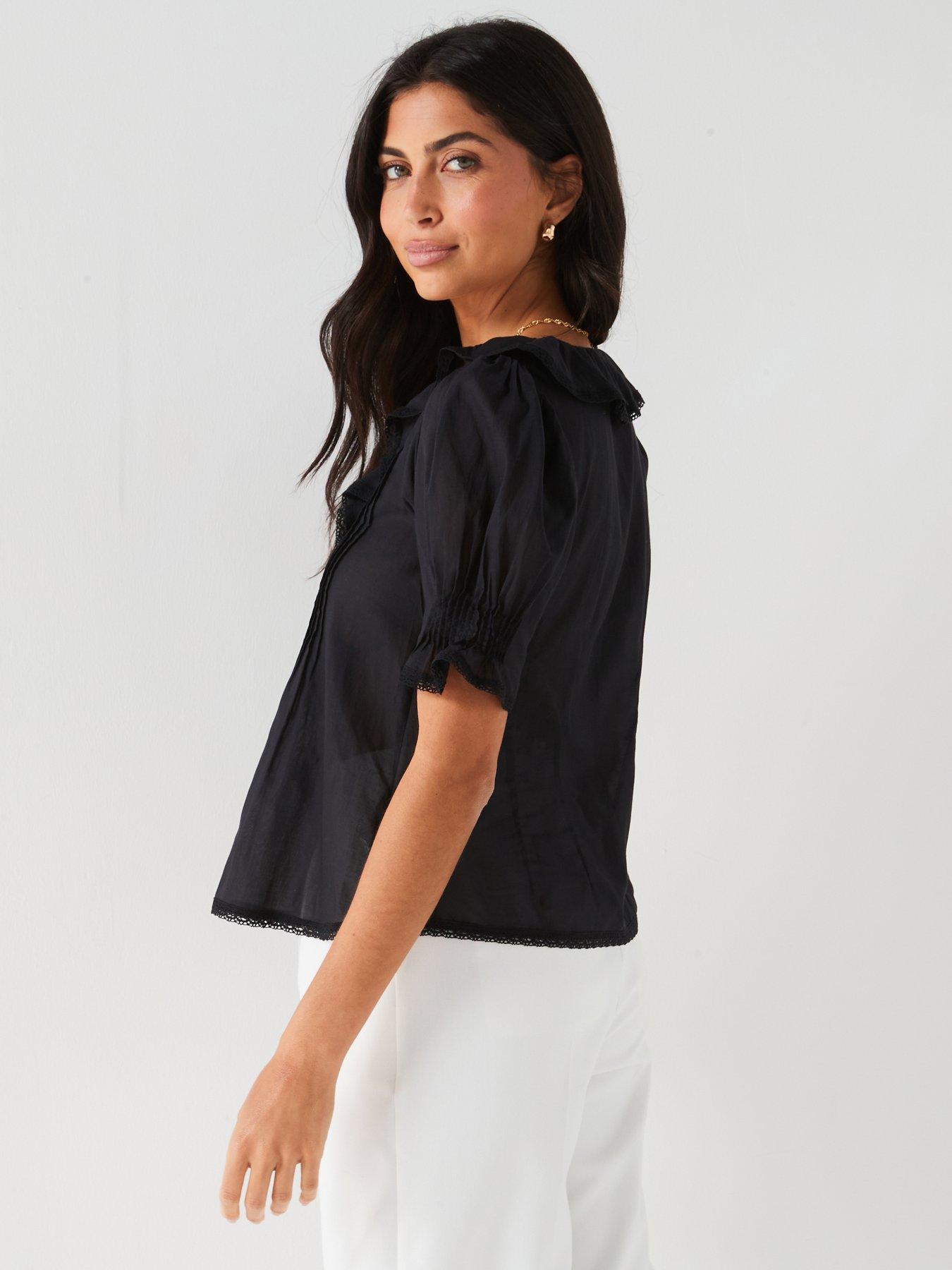 v-by-very-34-sleeve-pintuck-blouse-blackdetail