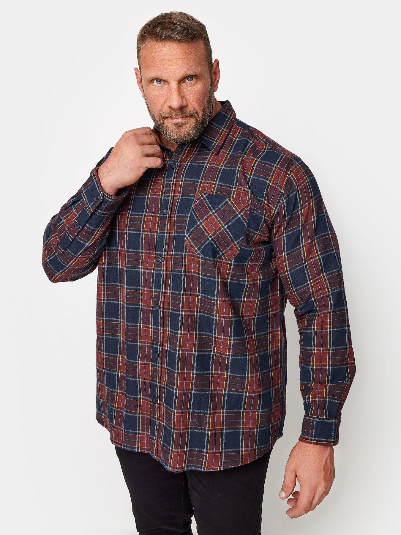 Image 1 of 1 of BadRhino Brushed Check Long Sleeve Shirt - Red