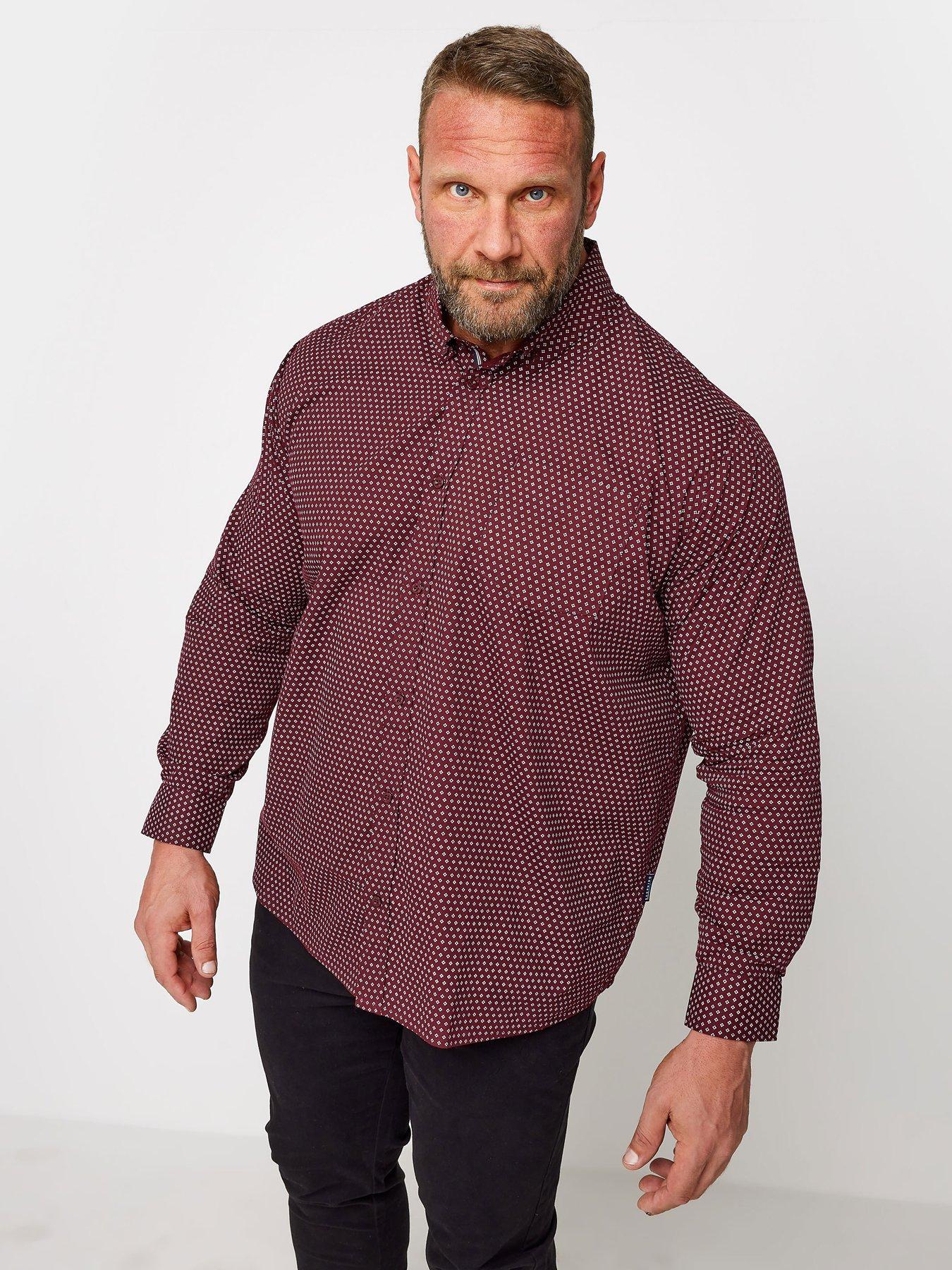 badrhino-dobby-long-sleeve-smart-poplin-shirt-red