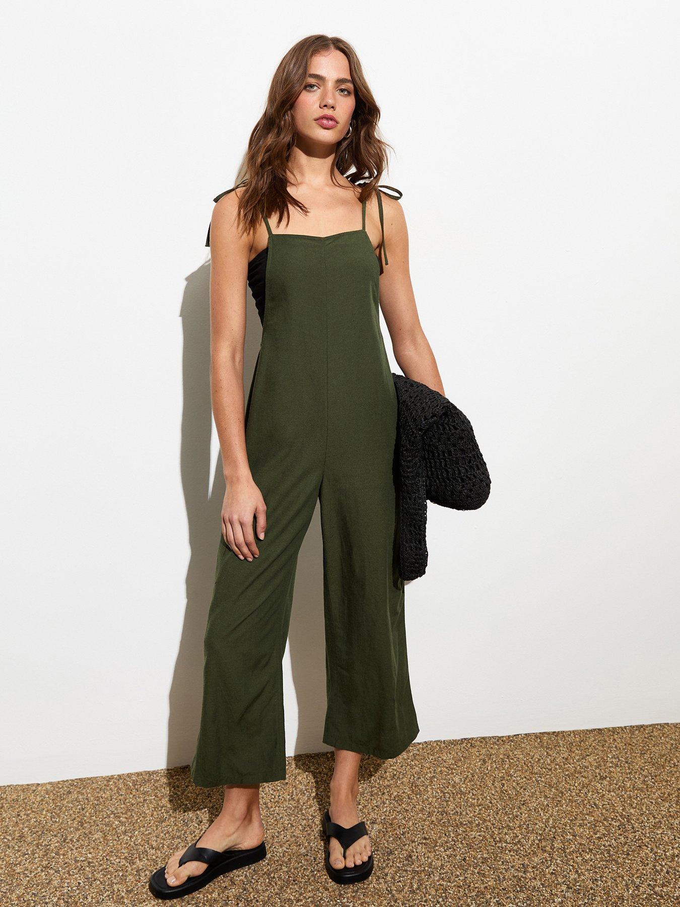 new-look-khaki-cropped-tie-strap-dungaree-jumpsuit