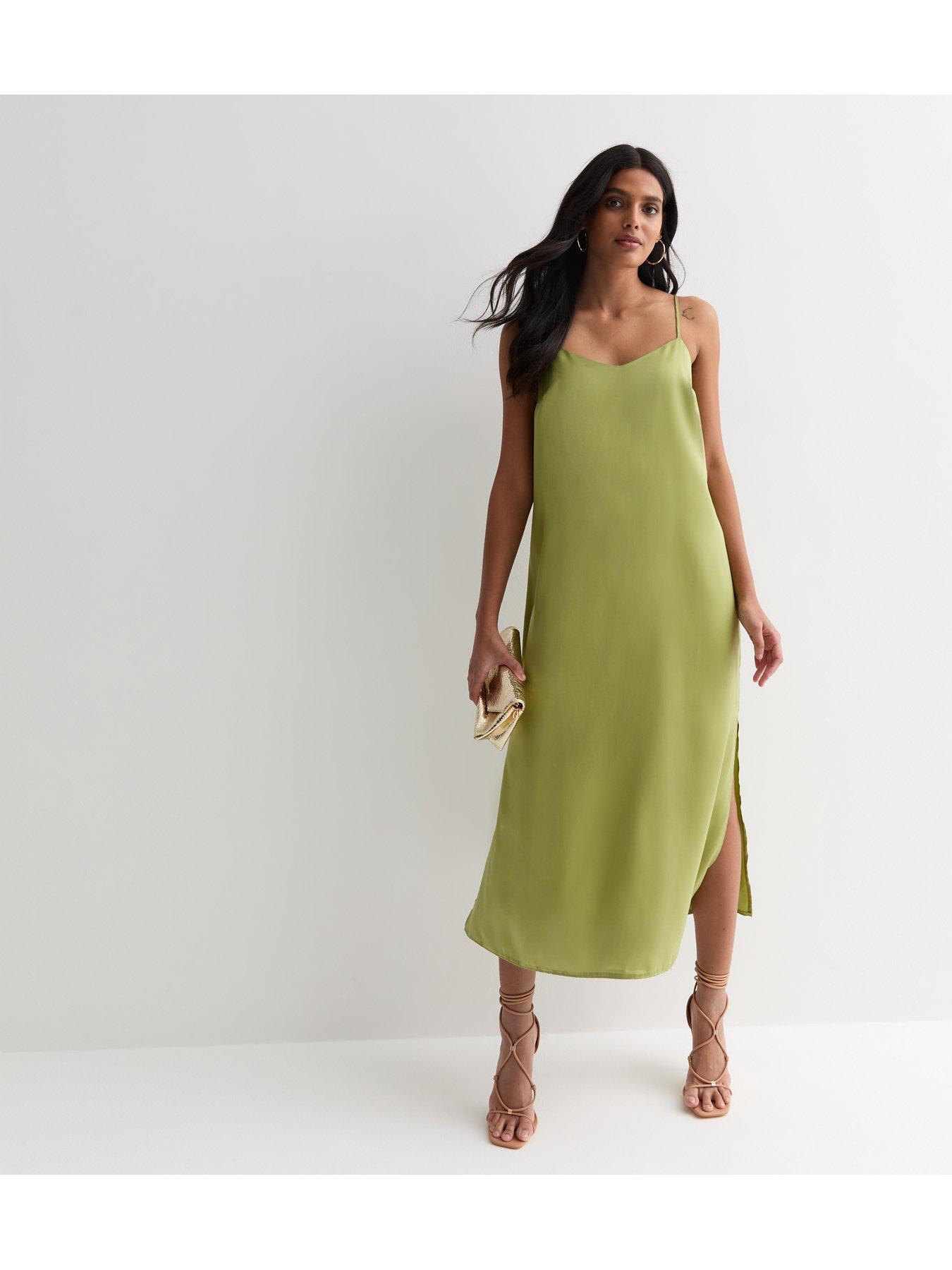 new-look-green-satin-split-hem-midi-slip-dressback