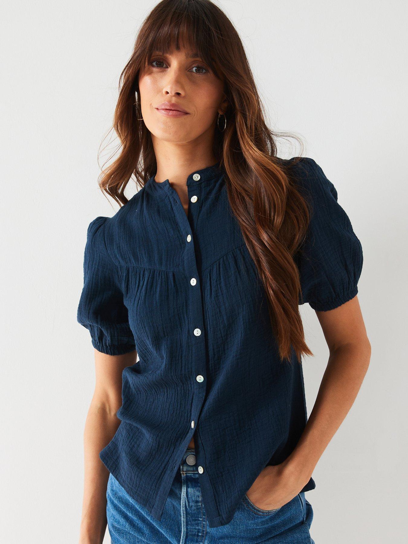 v-by-very-crinkle-button-thru-blouse-blue