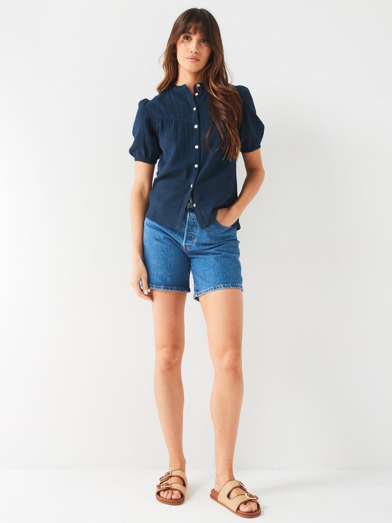 v-by-very-crinkle-button-thru-blouse-blueback