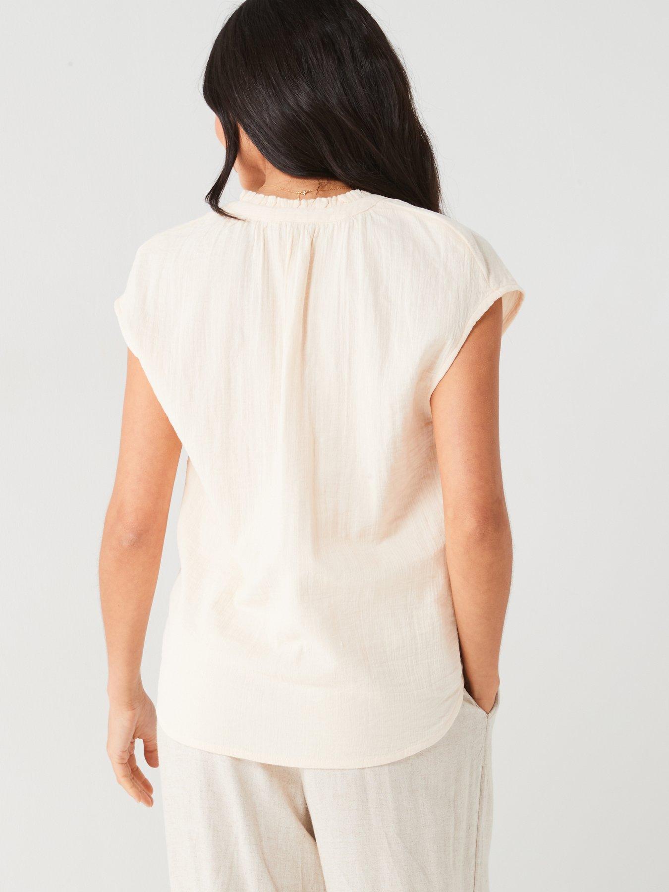 v-by-very-crinkle-notch-necknbsplonglinenbspblouse-creamstillFront