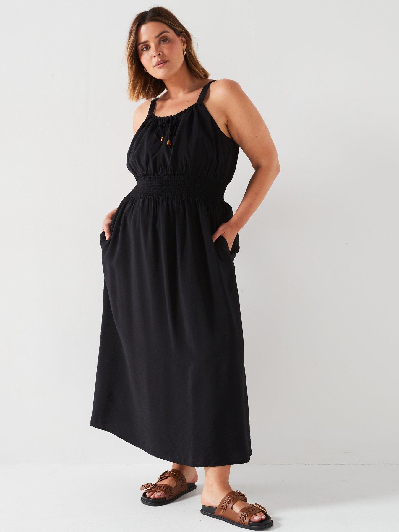 v-by-very-curve-strappy-shirred-waist-maxi-dress-black