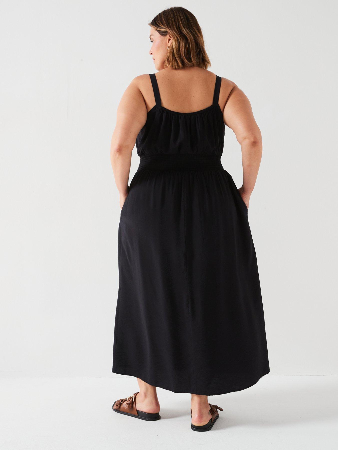 v-by-very-curve-strappy-shirred-waist-maxi-dress-blackstillFront