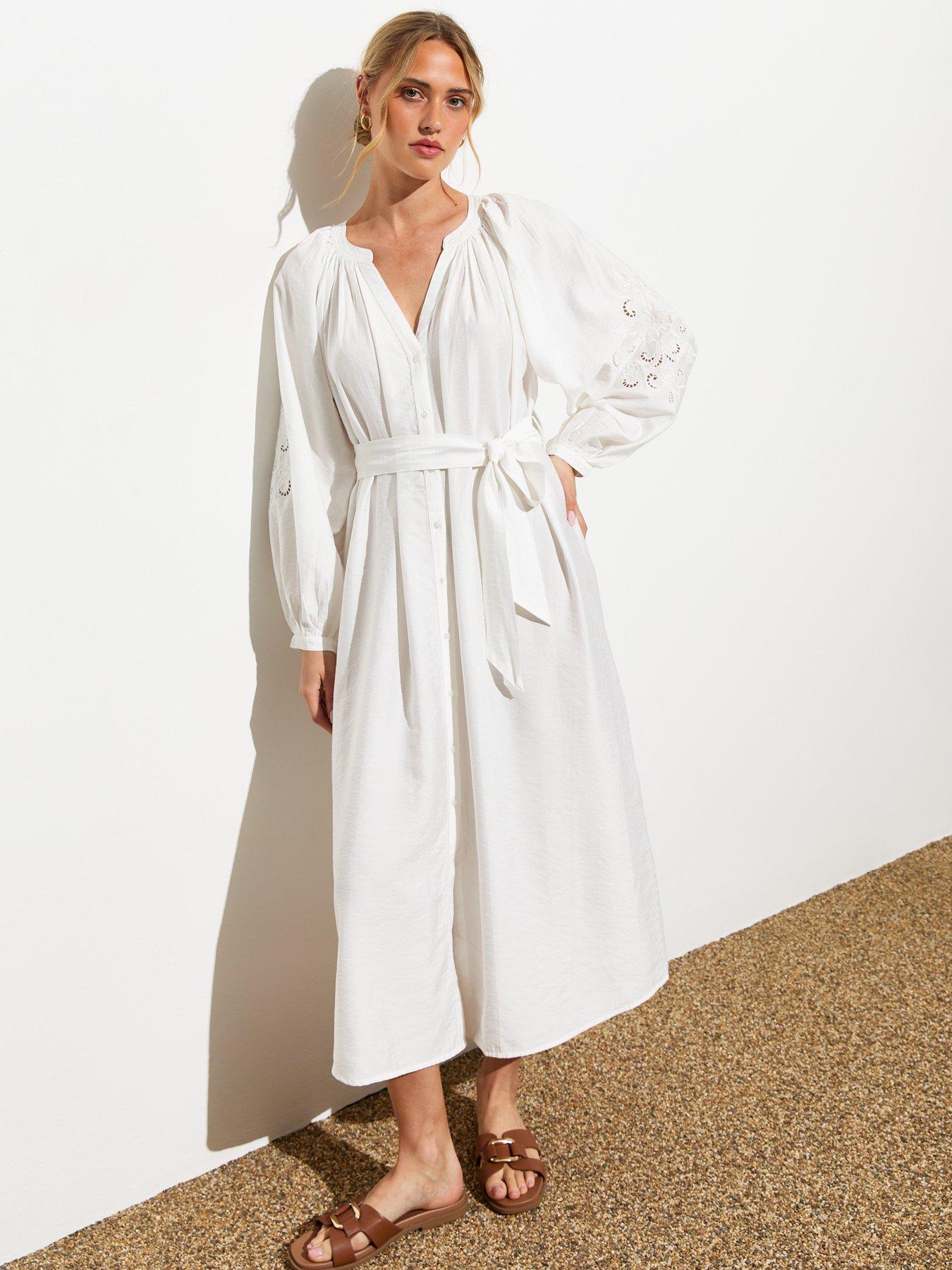 new-look-off-white-embroidered-sleeve-midi-dress