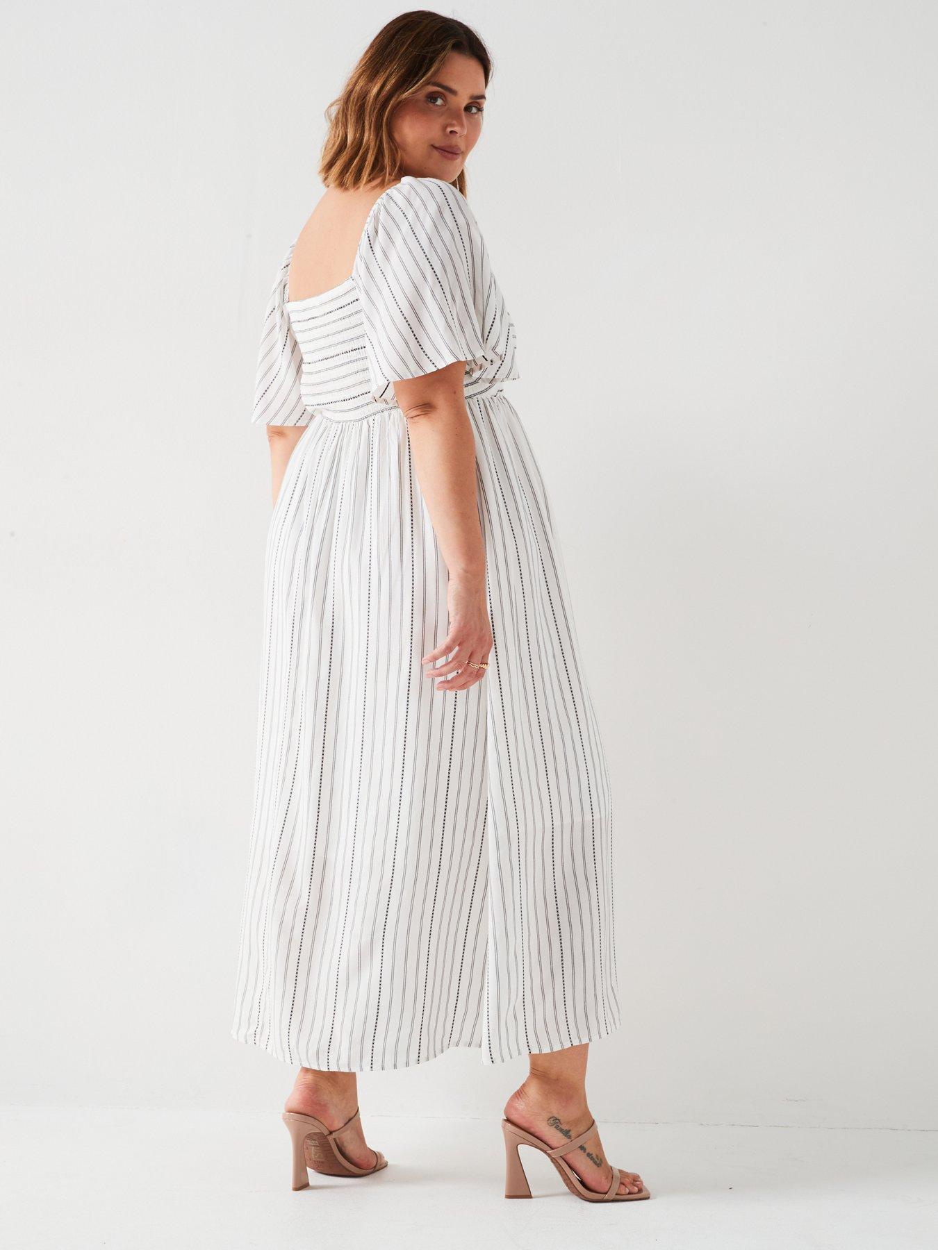 v-by-very-curve-angel-sleeve-stripe-midi-dress-monostillFront