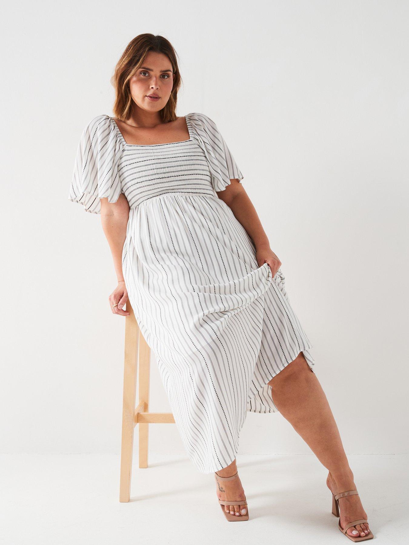 v-by-very-curve-angel-sleeve-stripe-midi-dress-monoback