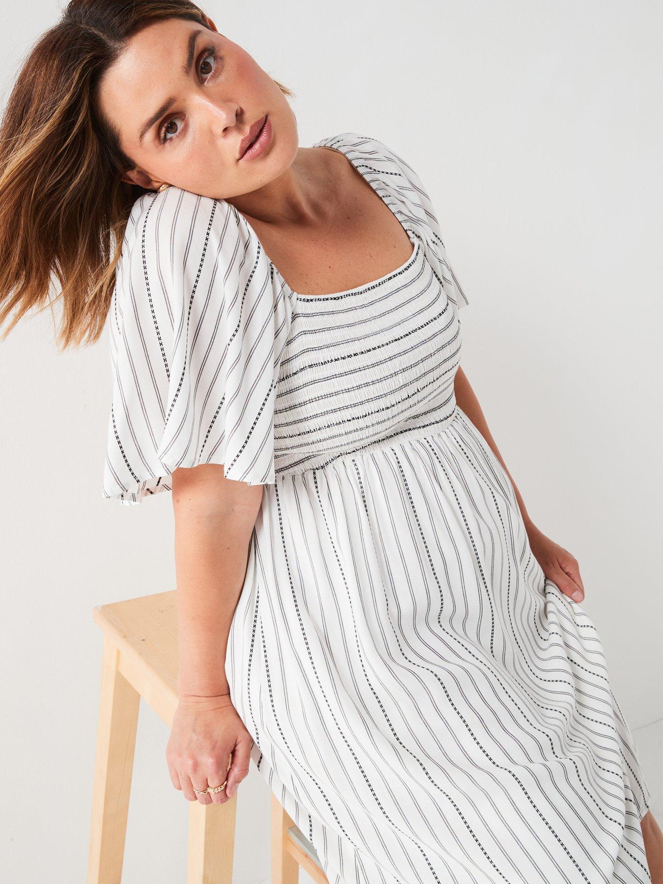 v-by-very-curve-angel-sleeve-stripe-midi-dress-monooutfit