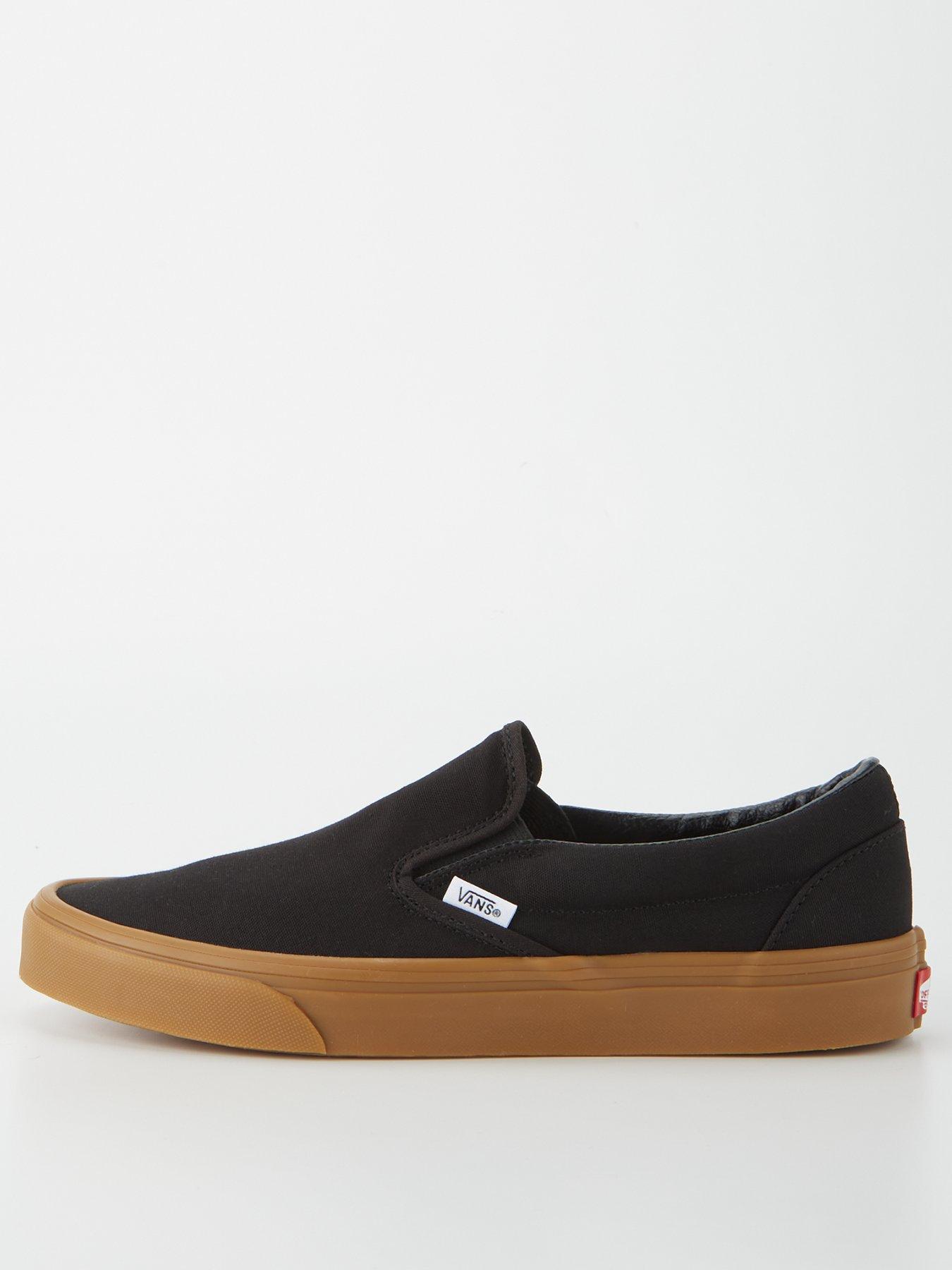 Mens Classic Slip On Trainers Black Gum