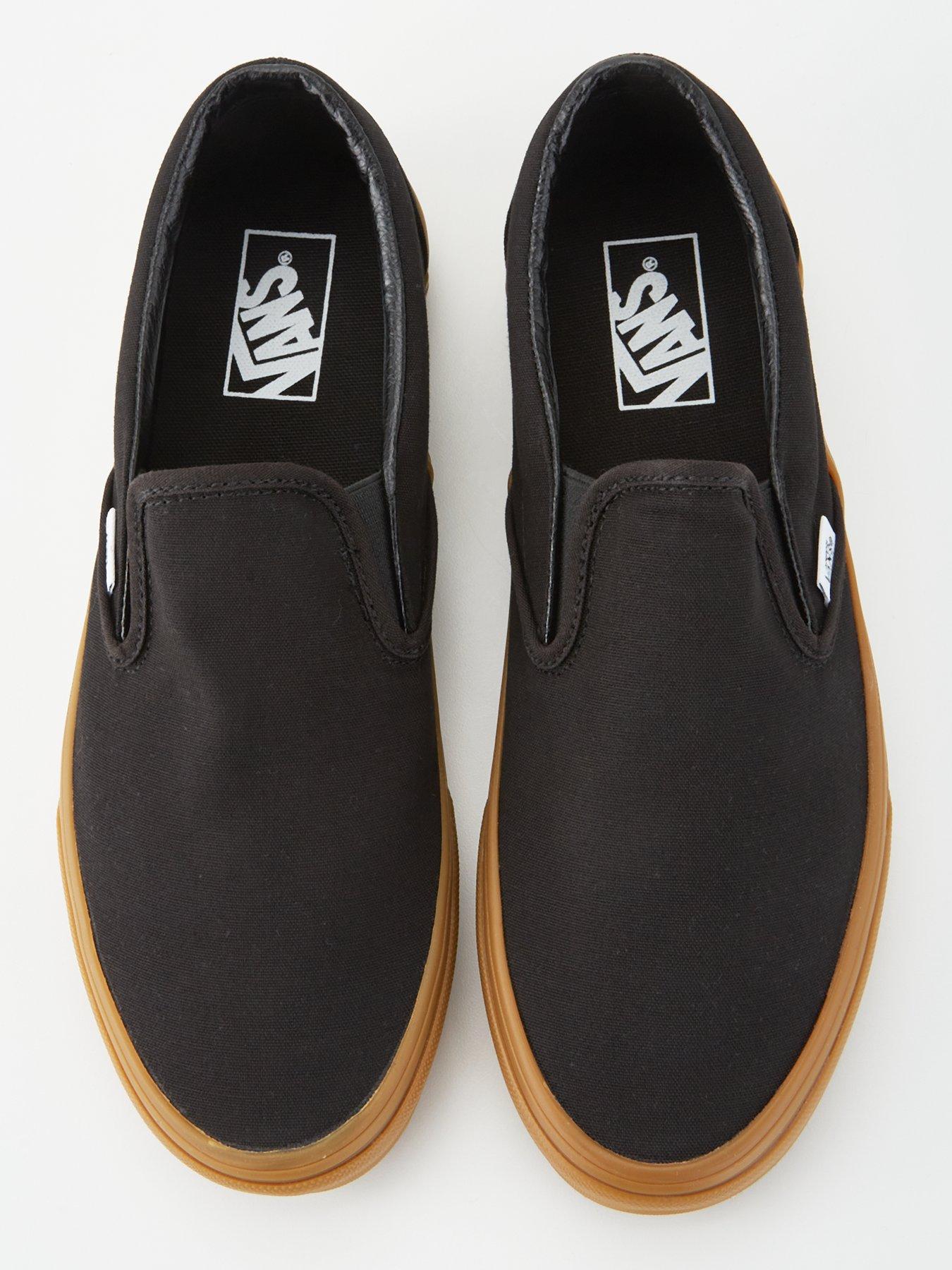 Mens Classic Slip On Trainers Black Gum