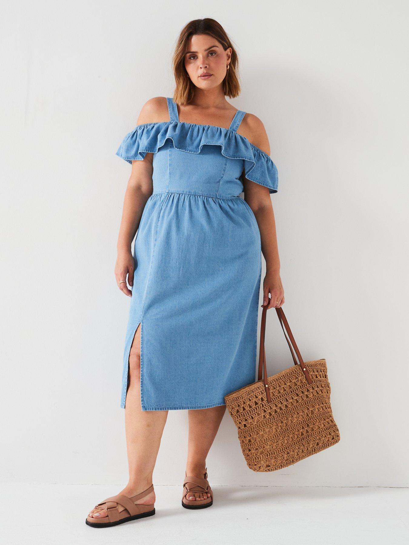 v-by-very-curve-soft-denim-cold-shoulder-midi-dress-blue