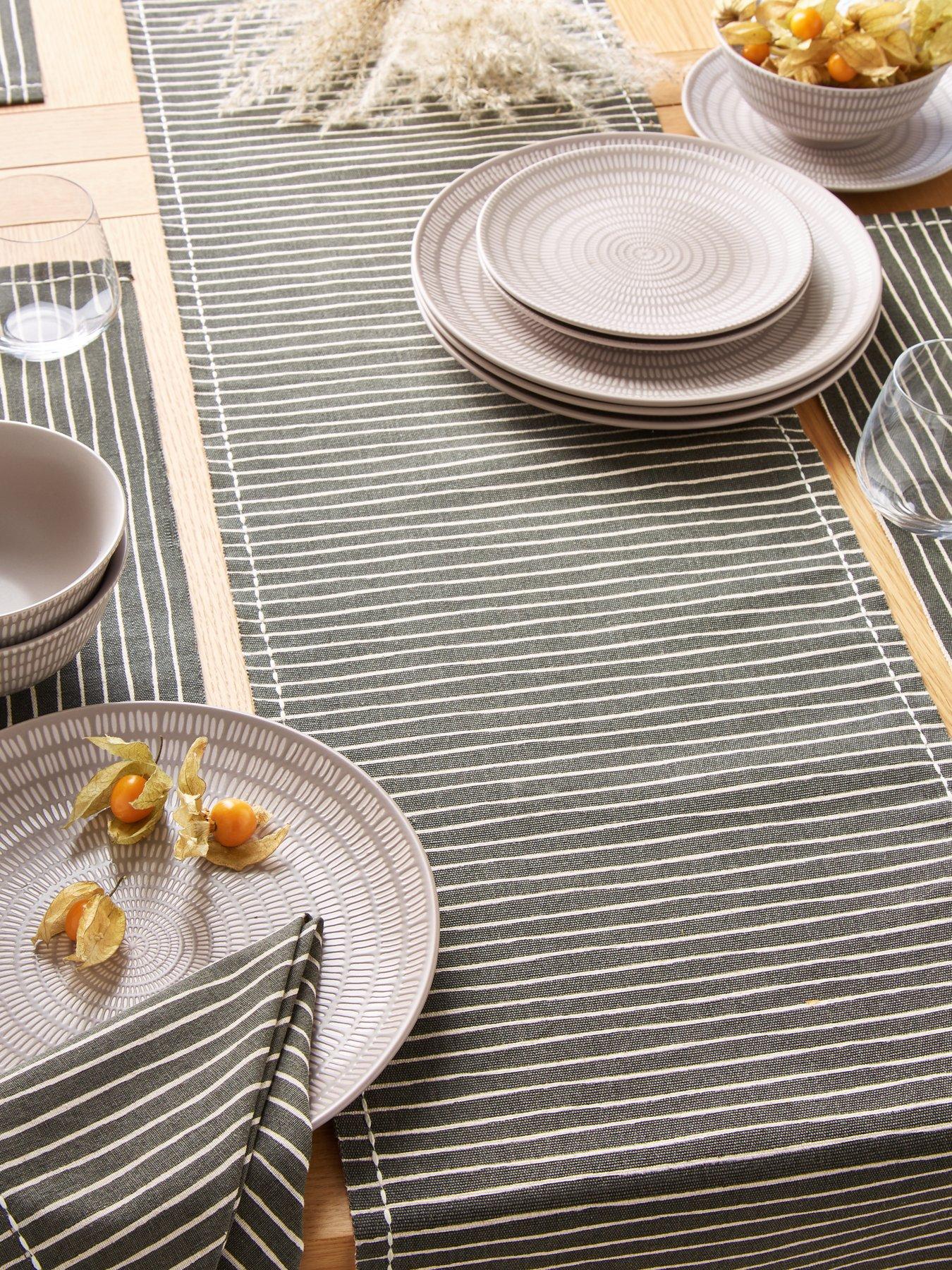 very-home-charcoal-striped-table-runner