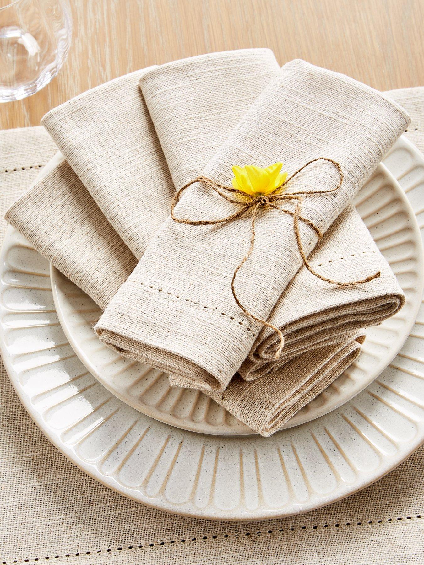 Very Home Set of 4 Stone Linen Napkins