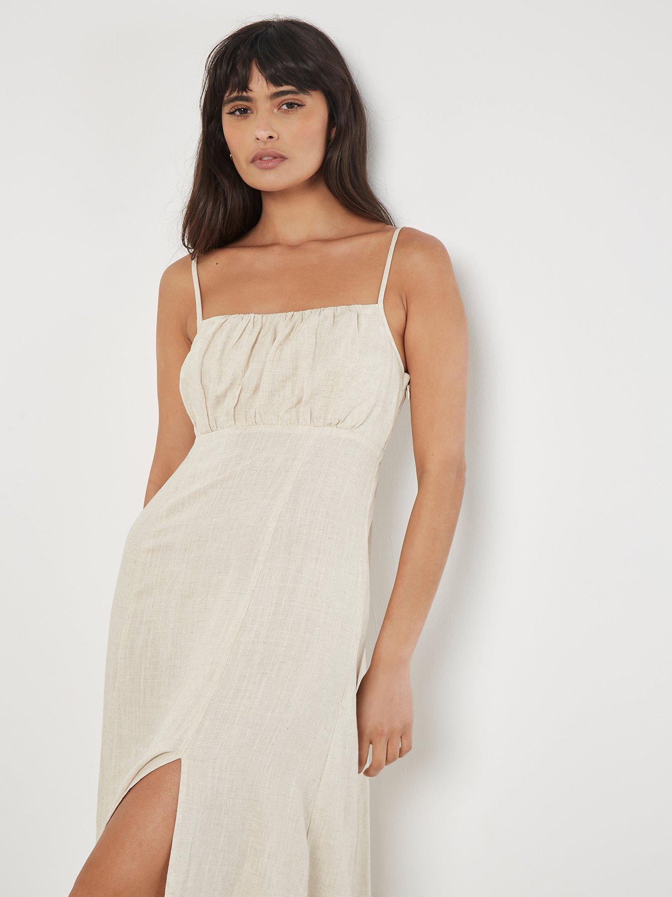 apricot-apricot-cami-linen-dress-with-side-splitback