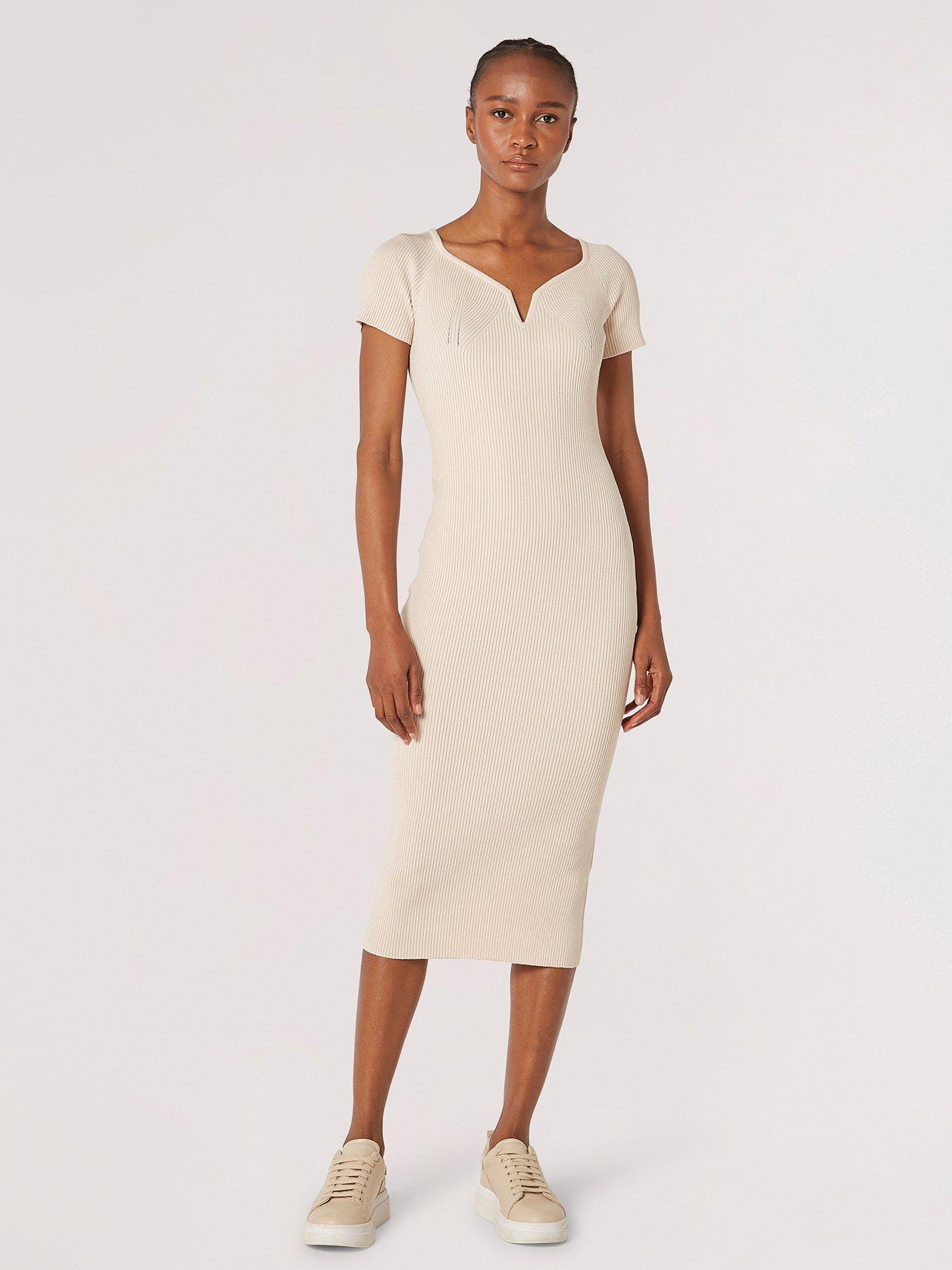 apricot-apricot-notch-v-knitted-rib-midi-dress