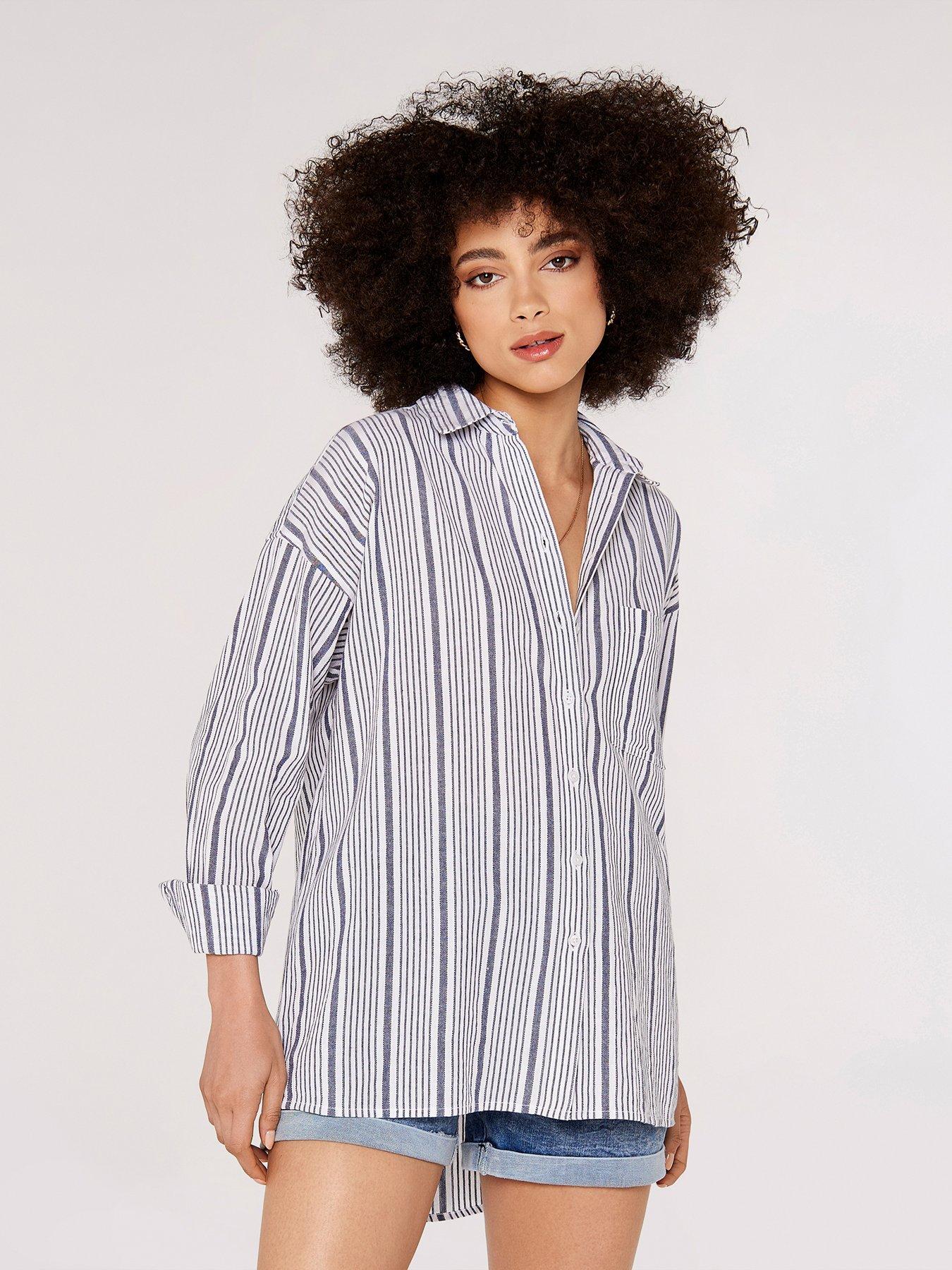 apricot-apricot-woven-stripe-oversized-shirt