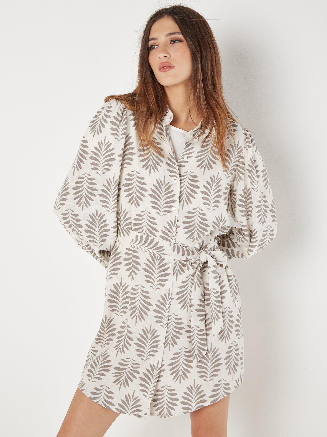 apricot-matisse-geo-slimline-shirt-dress-grey